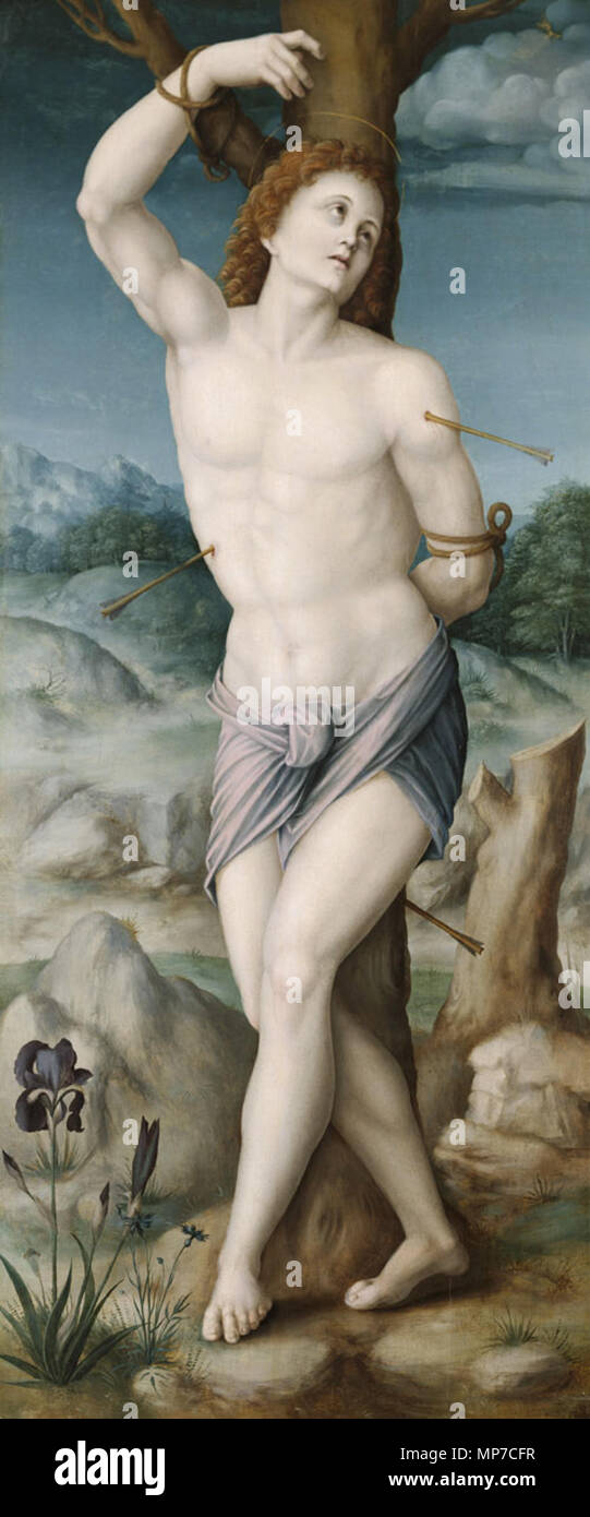 Saint Sébastien . Anglais : Peinture du martyre de Saint Sébastien. . Vers 1530s-1540s. 1085 Saint Sébastien par Bacchiacca - BMA Banque D'Images