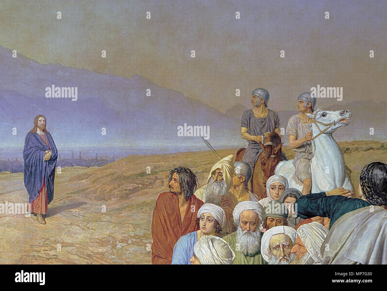 Anglais : l'apparition du Christ devant le peuple dans la taille environ qui est indiqué sur le timbre postal russe 2000 Fichier:2000-летие Христова Рождества. Блок России 2000.jpg (émission commémorative pour le 2000e anniversaire de la naissance de Jésus) 1837 - 1857. 680 Ivanov, Alexander - l'apparence du Christ devant le peuple - 1837-1857 - détail Banque D'Images
