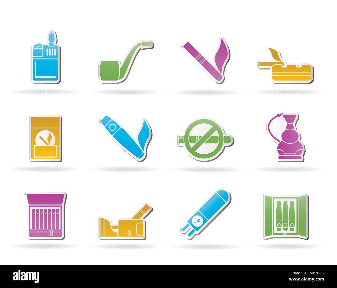 Fumeurs de cigarettes et icônes - vector icon set Illustration de Vecteur