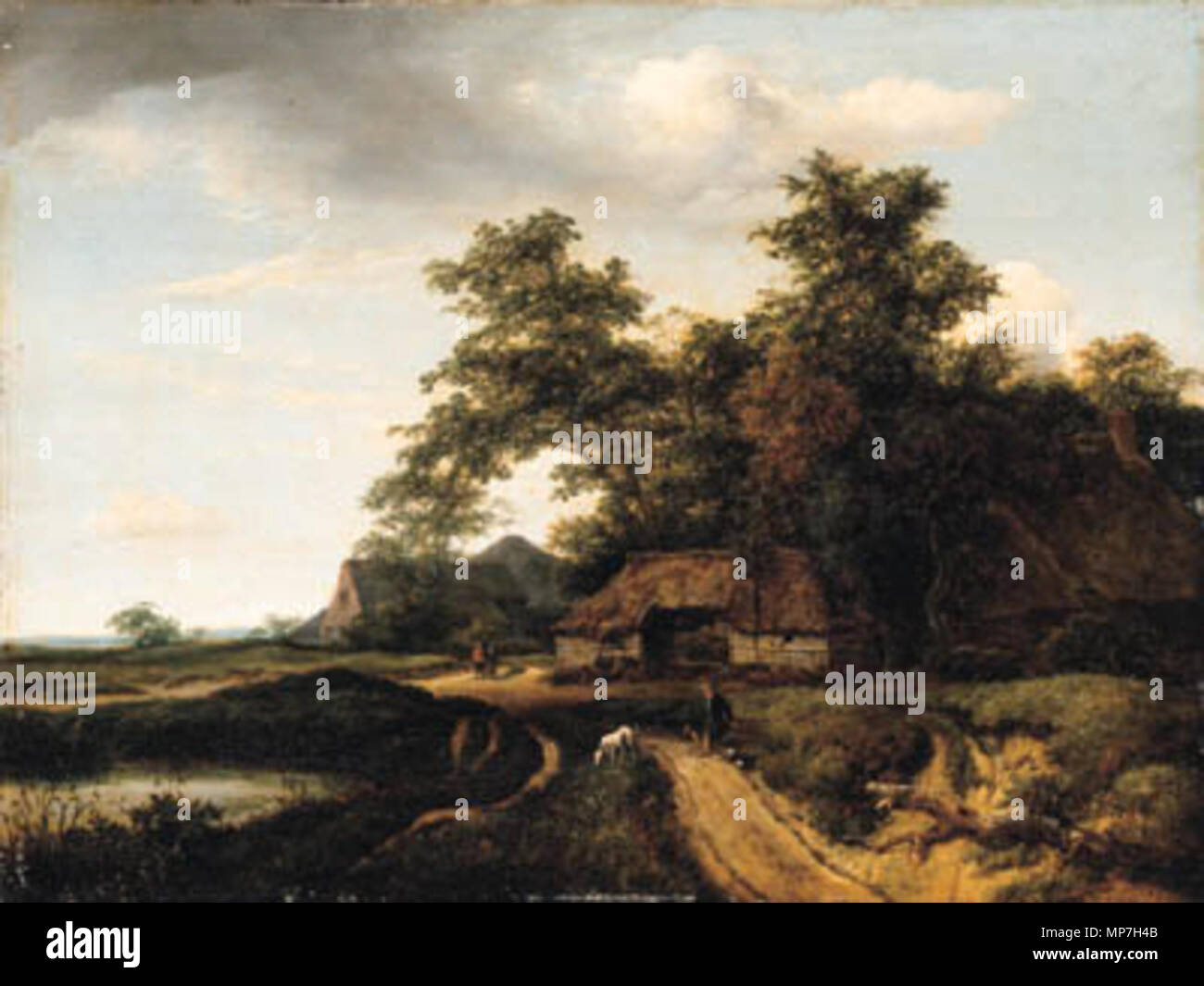 Anglais : un paysage boisé avec un meilleur appui sur un chemin 1653. 684 Jacob van Ruisdael - un paysage boisé avec un meilleur appui sur un chemin d1710640x Banque D'Images
