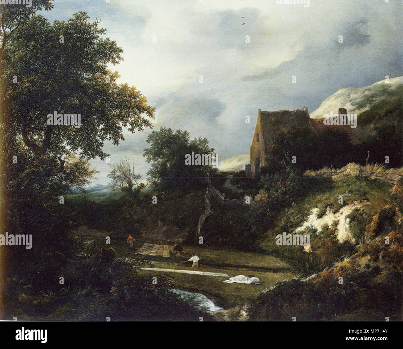 Une masse de blanchiment dans un creux d'un chalet. Anglais : Blanchiment Sol . Années 1640. 684 Jacob van Ruisdael - Blanchiment Sol Banque D'Images