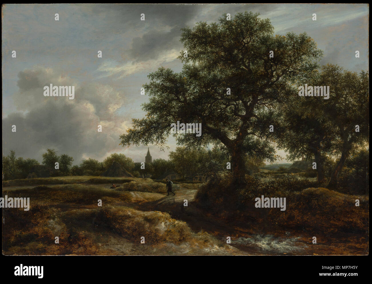 Anglais : Paysage avec un village de la distance Nederlands : Landschap rencontré dorp en de verte Deutsch : Landschaft 1646. 684 Jacob van Ruisdael - paysage avec un village de la distance s'est réuni Banque D'Images