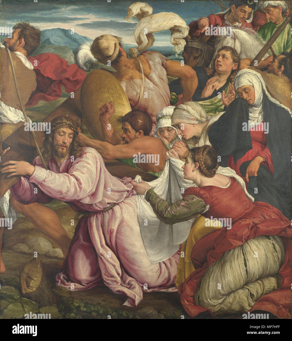 Le chemin du Calvaire . 686 Jacopo Bassano - Le chemin du Calvaire - Google Art Project Banque D'Images