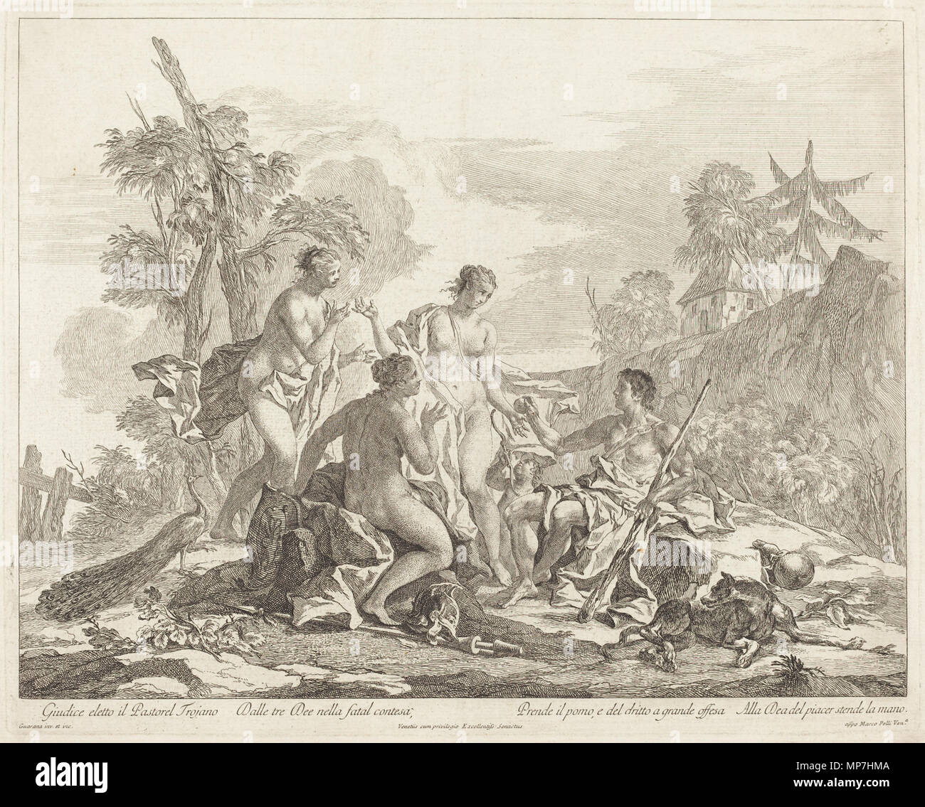 Jacopo Guarana (Italien, 1720 - 1808 ), le jugement de Paris, , gravure sur bois sur papier, Don de David P. Tunick 2009.127.20 le jugement de Paris . 686 Jacopo Guarana - le jugement de Paris Banque D'Images