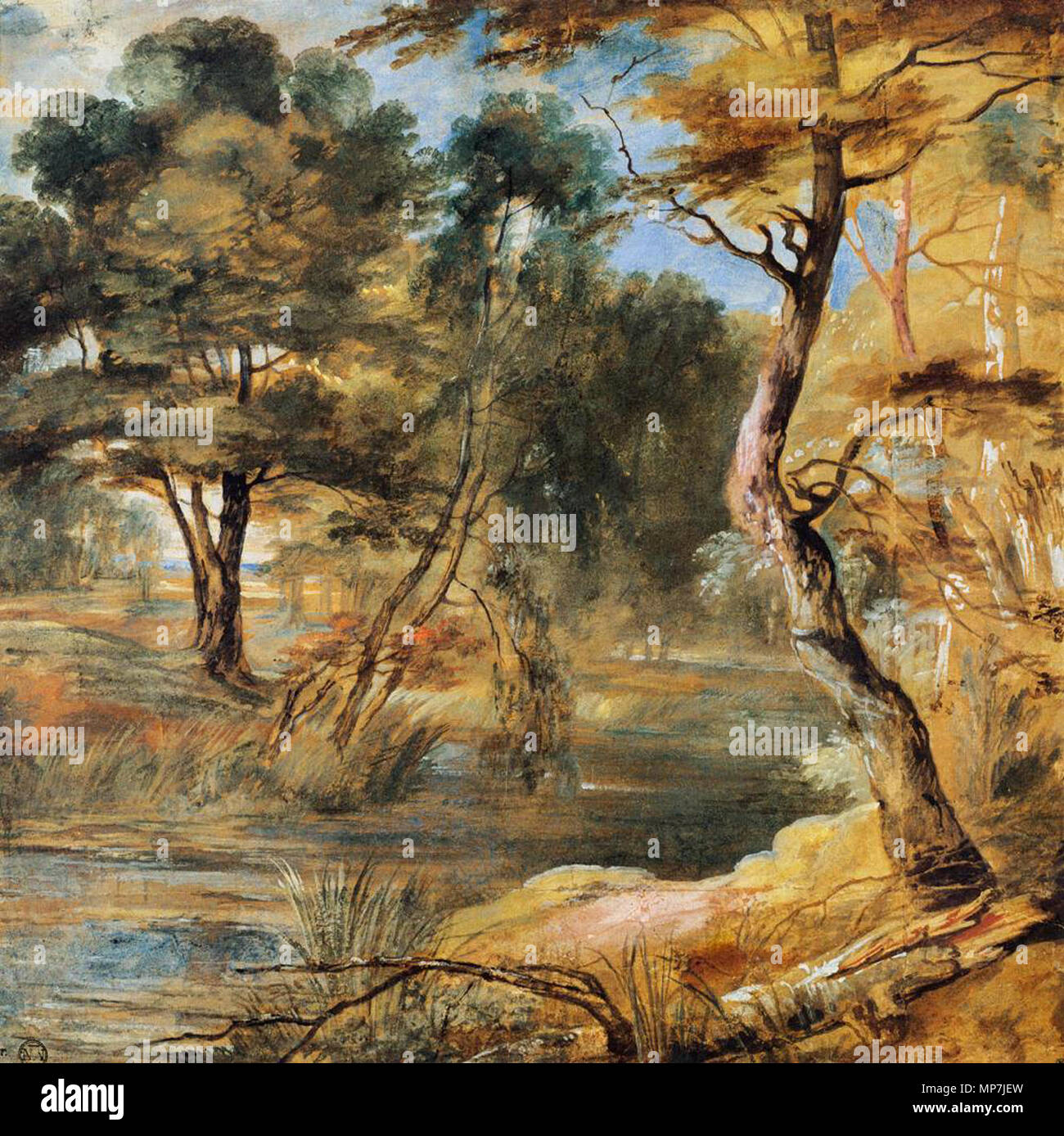 Paysage boisé avec un ruisseau première moitié de 17e siècle. 689 Jacques Fouquier - Paysage boisé avec un ruisseau - WGA08043 Banque D'Images