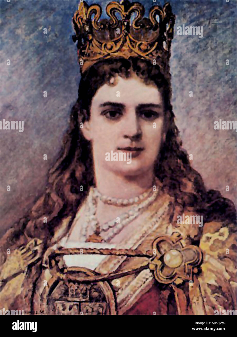 Anglais : Portrait de la Reine Jadwiga de Pologne. Polski : Portret królowej Jadwigi Andegaweńskiej 1838-1893. 690 Jadwiga Jan Matejko (Poczet) Banque D'Images