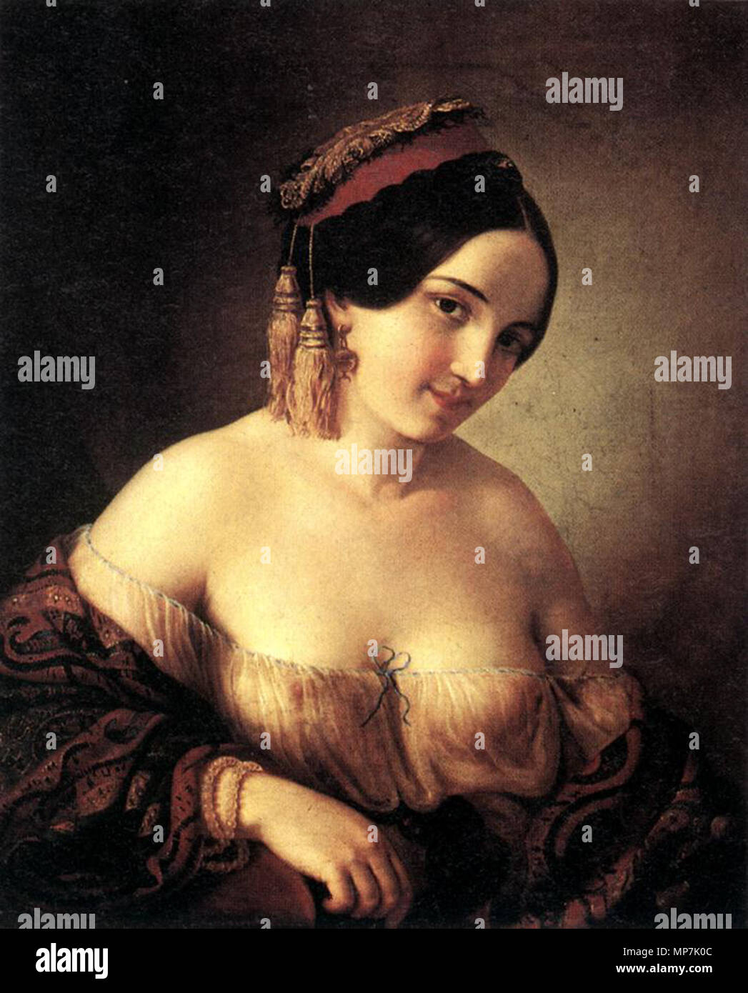 Femme grecque première moitié du 19e siècle. 691 Jakab Marastoni - Portrait d'une femme - WGA14041 Banque D'Images