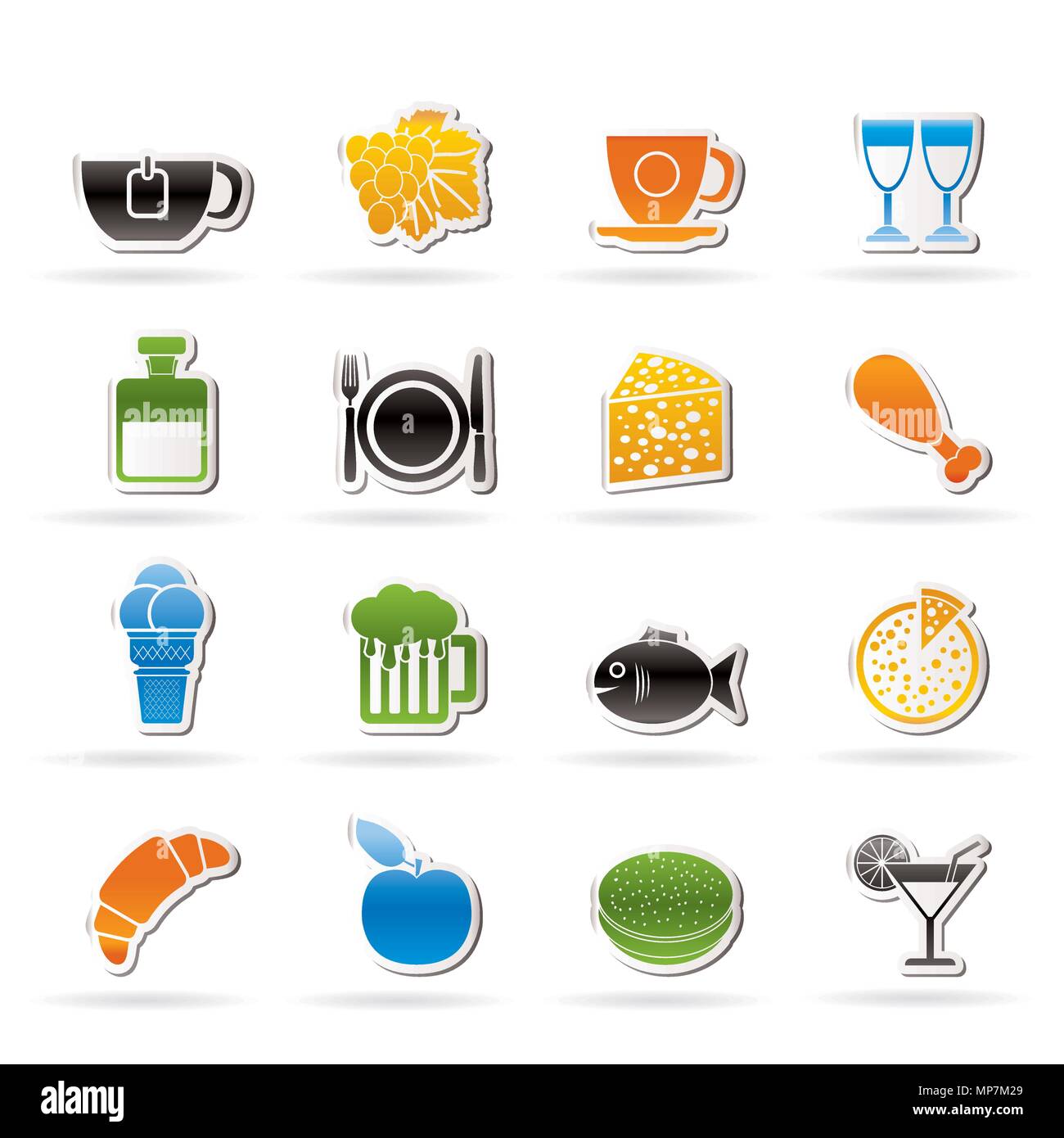 La nourriture, des boissons et des boissons - icônes vector icon set Illustration de Vecteur