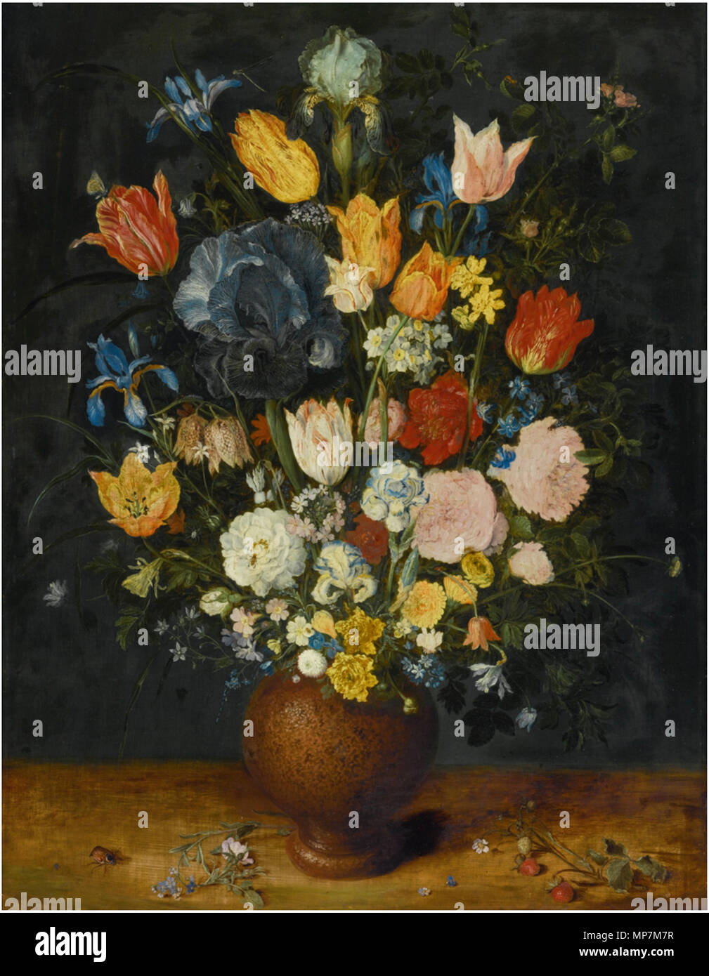 Anglais : fleurs dans un vase en grès, seconde moitié du 16e siècle. 695 Jan Brueghel (I) - Nature morte de fleurs dans un vase en grès Banque D'Images