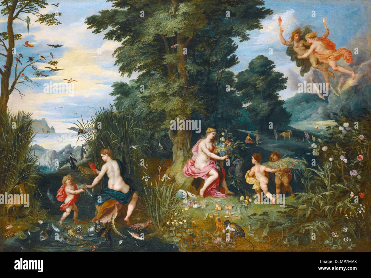 Allégorie des quatre éléments . Jan Brueghel le Jeune (1601-1678) Noms alternatifs Jan Bruegel (II), Jan Brueghel (II), Jan Brueghel le jeune peintre et dessinateur Flamand Description Date de naissance/décès 13 septembre 1601 (baptisé) 1er septembre 1678 Lieu de naissance/décès Anvers Anvers lieu d'Italie (1622-août 1625), Anvers (1625-1678) contrôle d'autorité : Q285933 : VIAF 42046414 ISNI : 0000 0000 8376 3302 ULAN : 500013747 RCAC : n85095027 : WGA, Jan Brueghel le Jeune WorldCat et d'Hendrick van Balen (1575-1632) Noms alternatifs Hendrik van Baelen, Hen Banque D'Images