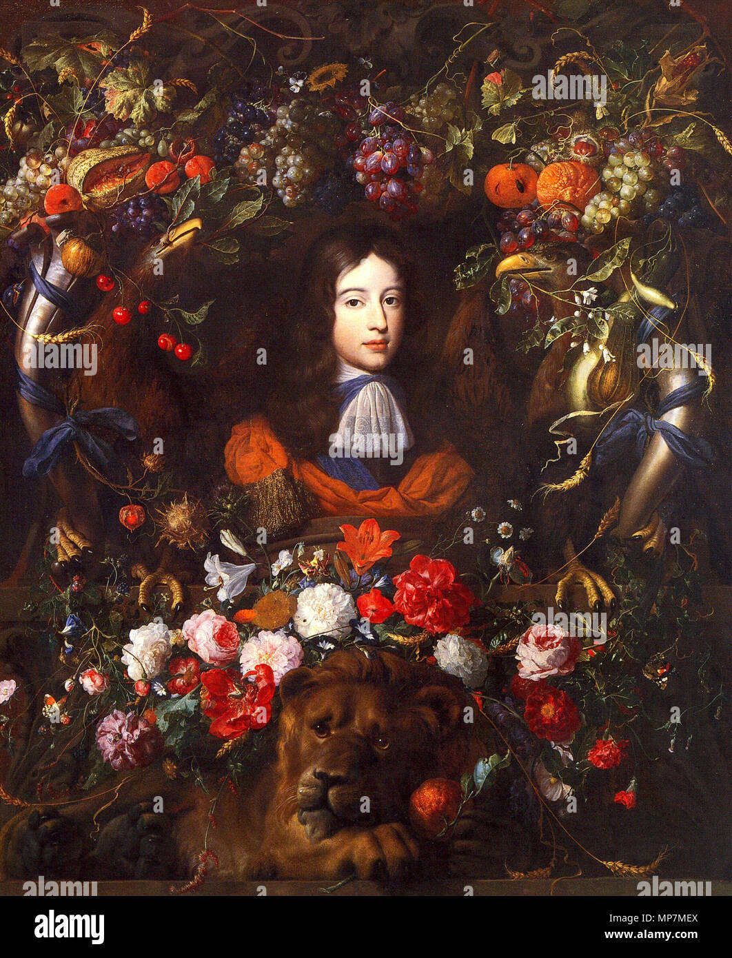 Anglais : William III d'Orange, 10 ans . Guirlande de fleurs avec portrait de Guillaume III d'Orange, 10 ans . Entre 1659 et 1666 circa circa. Jan Davidsz. De Heem (1606-1683/1684) noms alternatifs Jan Davidszoon De Heem, Johannes De Heem, Jan. Davidtsz van Antwerpen, Johannes van Antwerpen Description cultures néerlando-painter Date de naissance/décès 20 avril 1606 entre le 14 octobre 1683 et 26 avril 1684 Lieu de naissance/décès Utrecht Anvers 1625-1683 Période de travail lieu de travail Leiden (1625-1631), Anvers (1636-1664), Utrecht (1665-1672), Anvers (1672-1683) Pouvoir c Banque D'Images