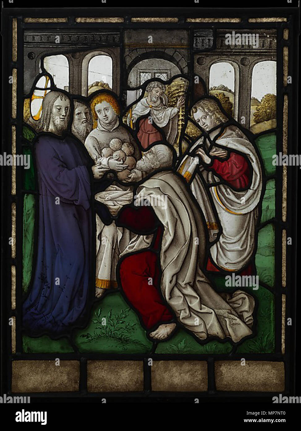 . Anglais : Jan Rombouts, miracle des pains et des poissons, le verre-stained, 66,4 x 49,5 cm, Metropolitan Museum of Art . vers 1525-30. Jan Rombouts j (-1535) Noms alternatifs Jan Rombauts I, Johannes Rombouts I Description peintre flamand, de verrier créateur, dessinateur et graveur Date de naissance/décès entre 1475 et 1485, 1535 Lieu de naissance/décès Leuven Louvain 1500-1535 Période de travail lieu de travail Leuven (1500-1535) contrôle d'autorité : Q17425024 BPN : 79271009 RKD : 67879700 Jan Rombouts - miracle des pains et des poissons Banque D'Images