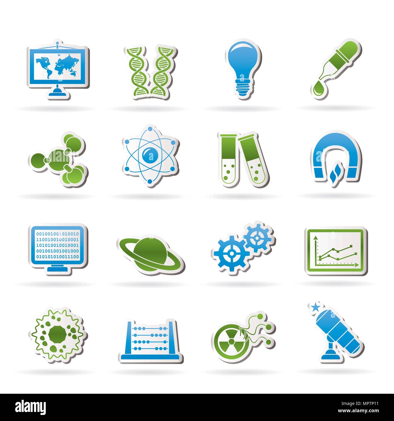 La science, de la recherche et de l'éducation - Icônes Vector Icon Set Illustration de Vecteur