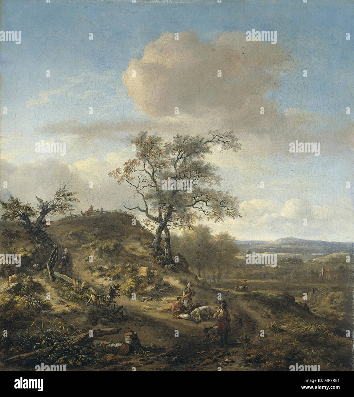 Paysage avec un chasseur et d'autres chiffres. Entre 1646 et 1684. 706 Jan Wijnants - Landschap met een jager en andere figuren Banque D'Images