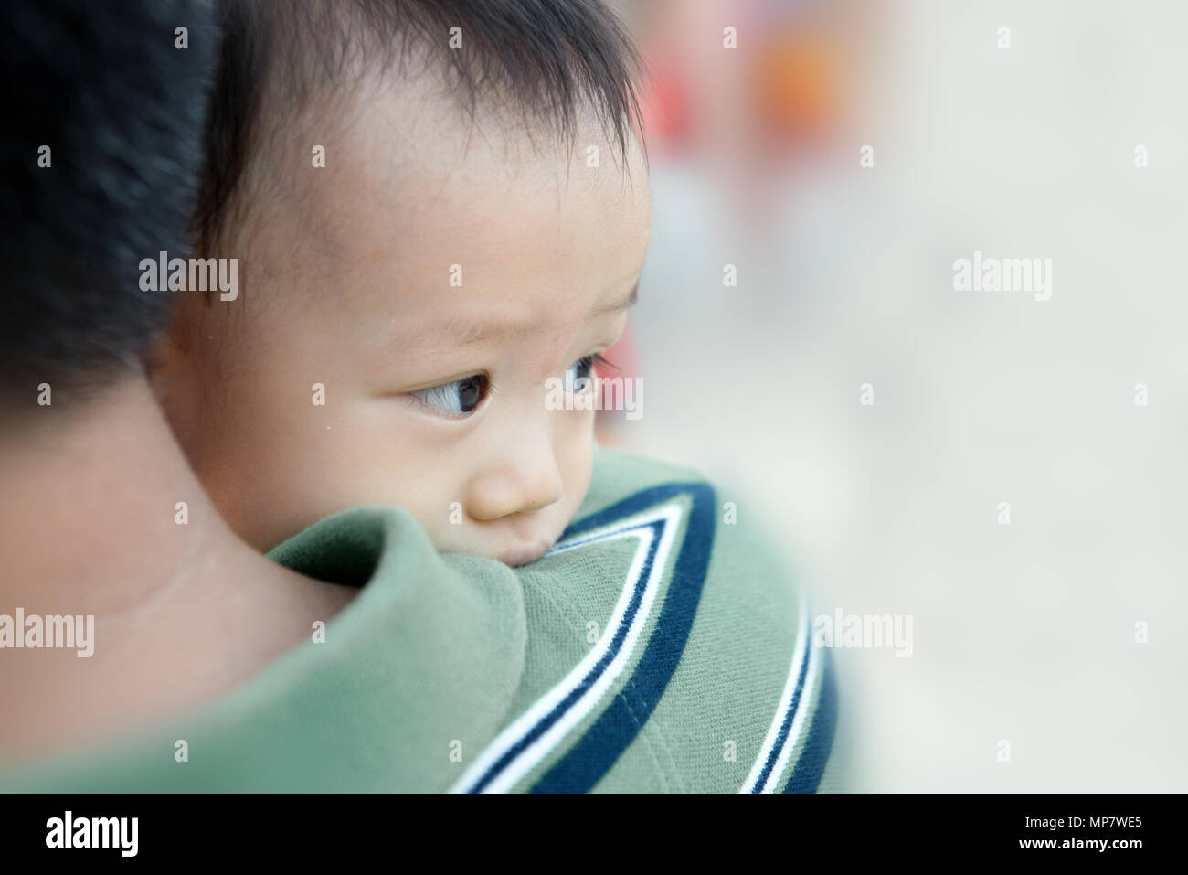 Asian baby boy avec son père Banque D'Images