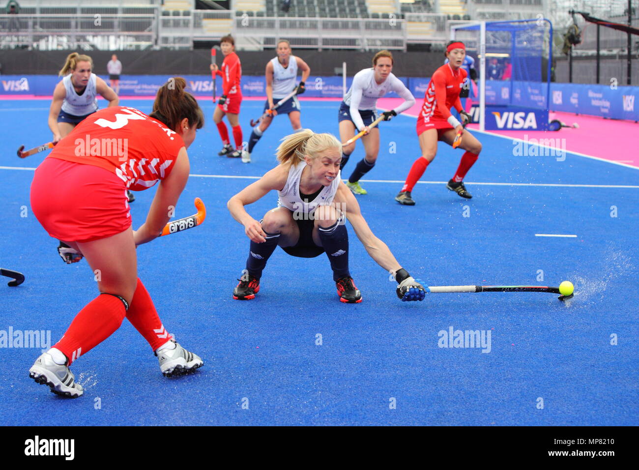 Le tournoi de hockey sur Invitation de Visa International, Grande Bretagne vs République de Corée à la berge Arena Stade de Hockey du Parc olympique de Londres 2 mai 2012 --- Image par © Paul Cunningham Banque D'Images