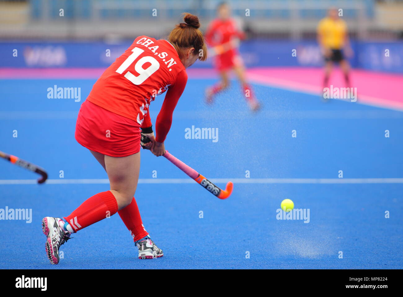 Le tournoi de hockey sur Invitation de Visa International, Grande Bretagne vs République de Corée à la berge Arena Stade de Hockey du Parc olympique de Londres 2 mai 2012 --- Image par © Paul Cunningham Banque D'Images