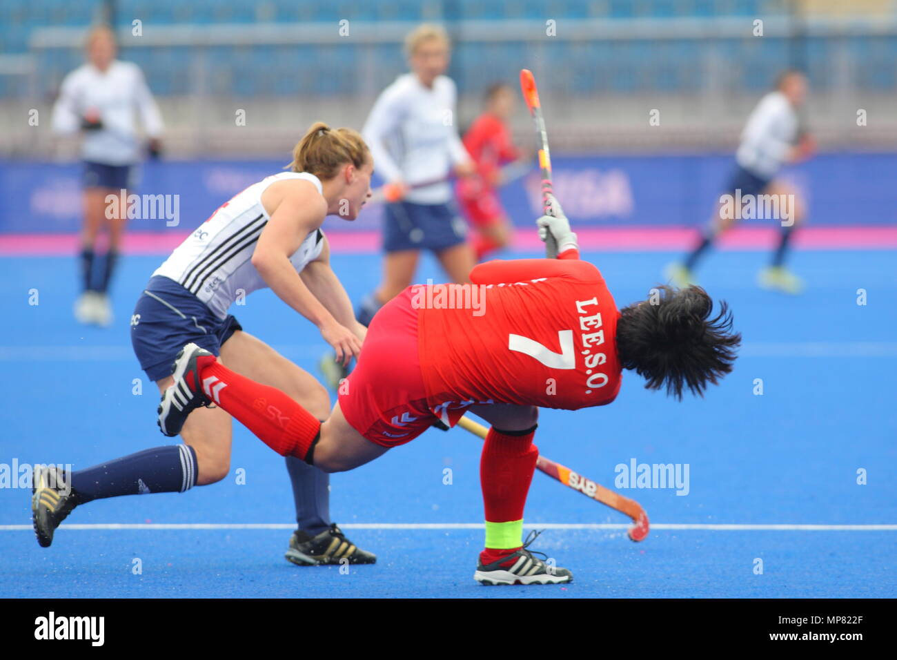 Le tournoi de hockey sur Invitation de Visa International, Grande Bretagne vs République de Corée à la berge Arena Stade de Hockey du Parc olympique de Londres 2 mai 2012 --- Image par © Paul Cunningham Banque D'Images