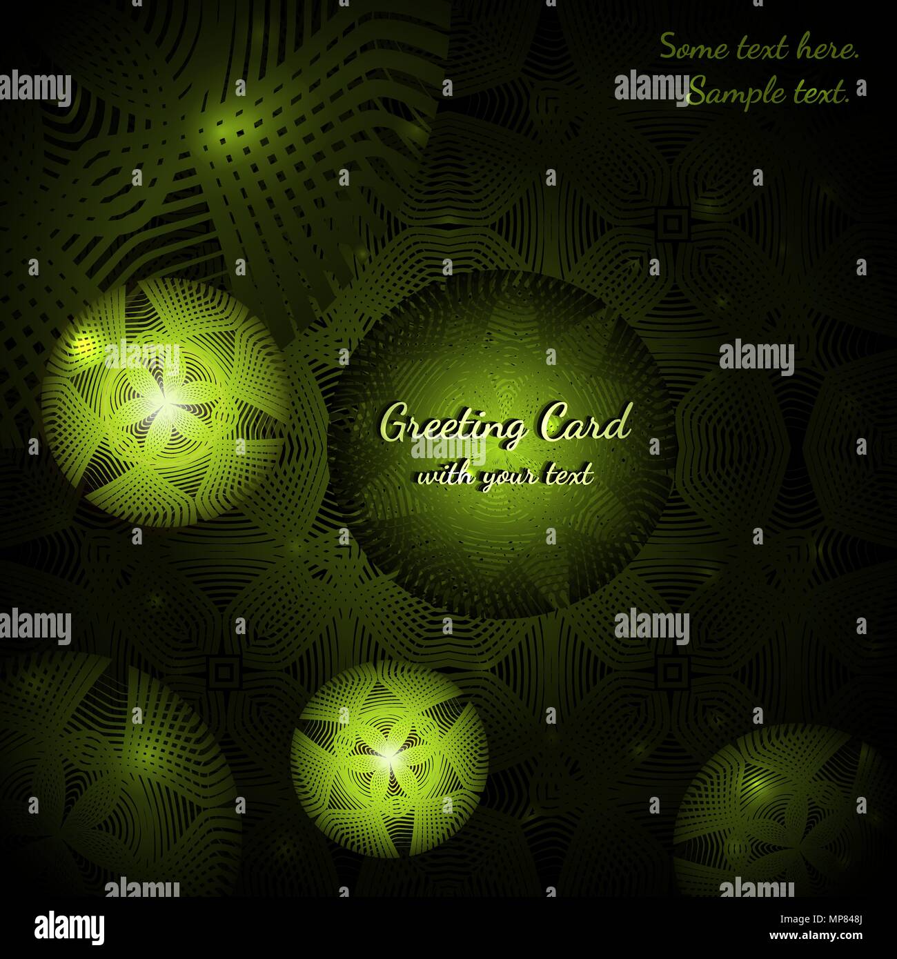 Carte de vœux vert avec motifs ronds abstrait Illustration de Vecteur