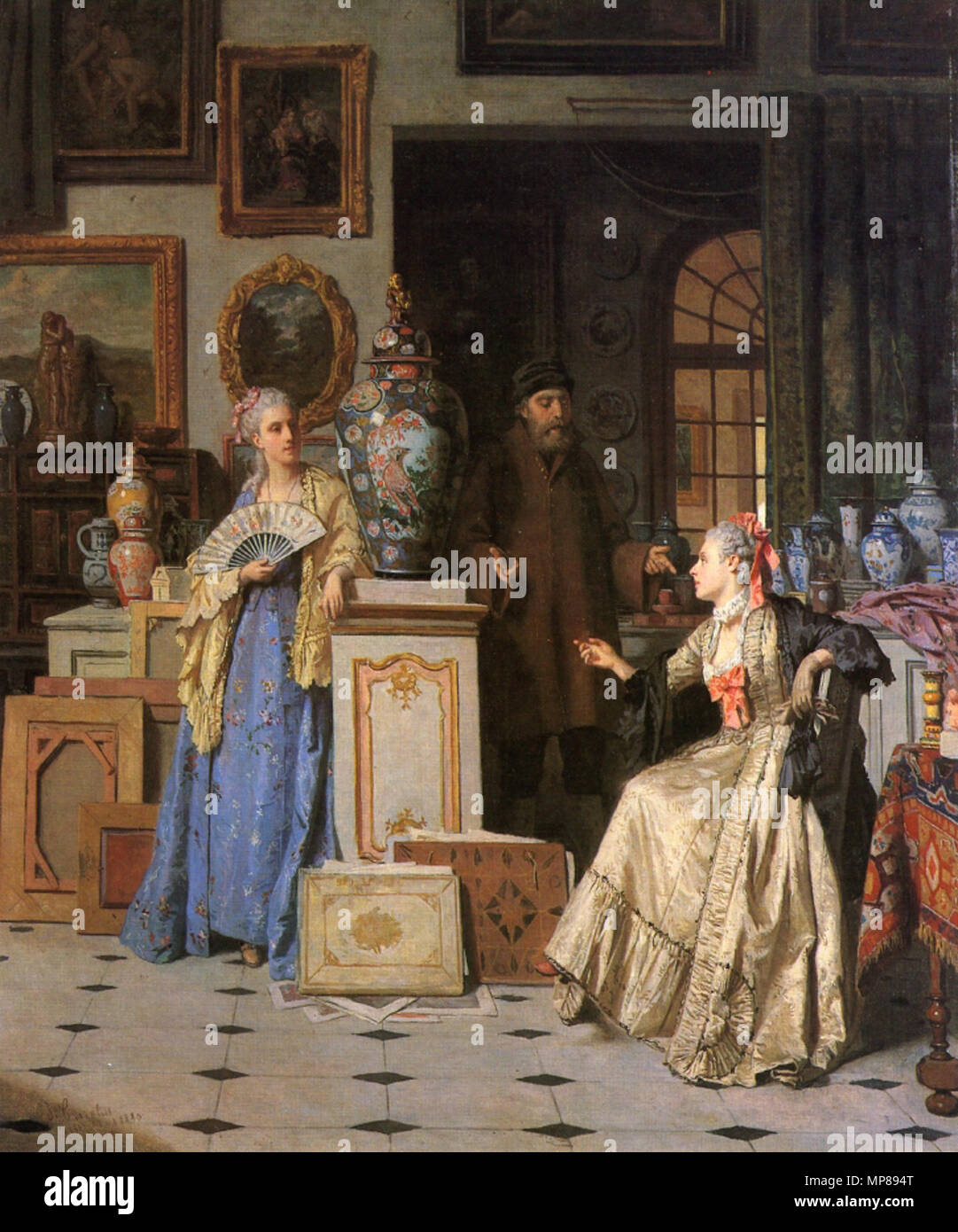 À l'antiquaire, 1880. 709 Jean Carolus, 1880, à l'antiquaire, huile sur toile, 96 x 78 cm, collection privée Banque D'Images