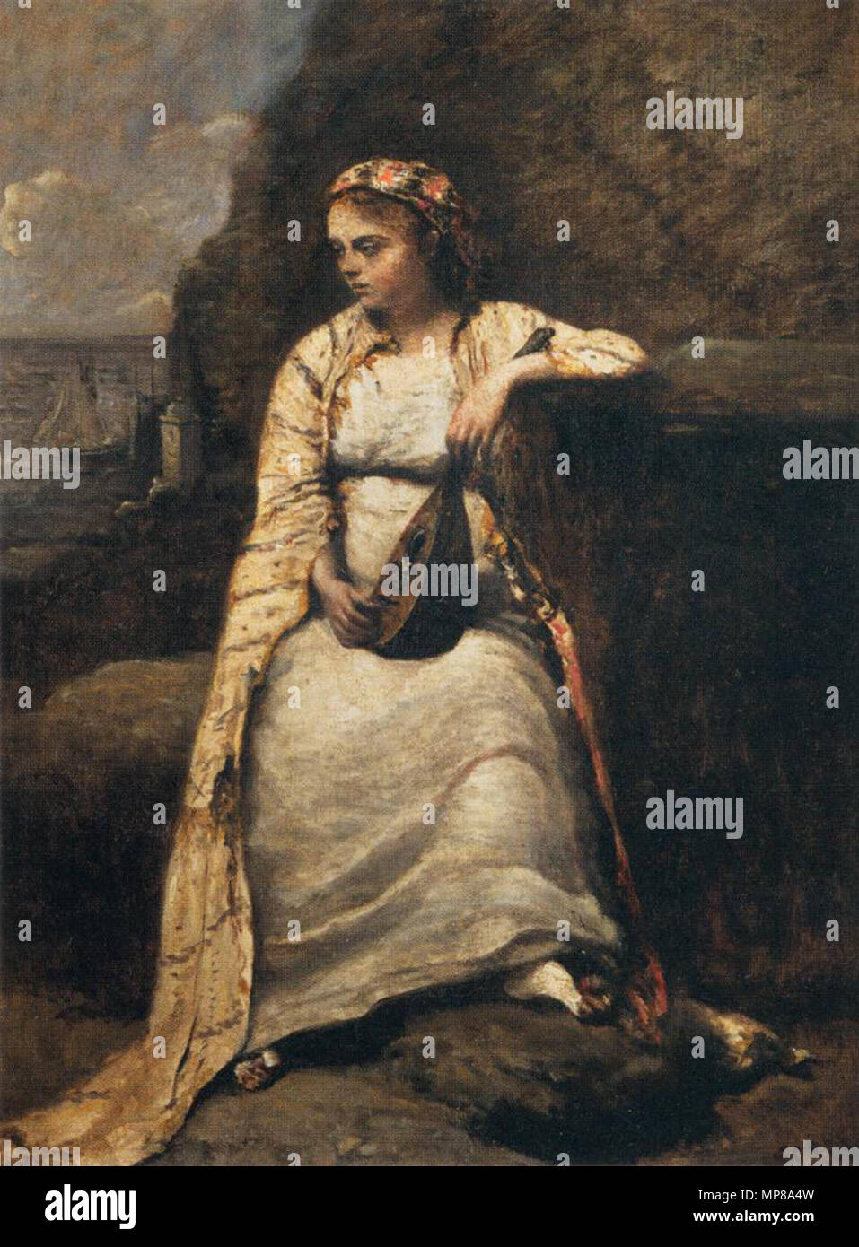 713 Jean-Baptiste-Camille Corot - Haydée, jeune femme en robe grecque - WGA5300 Banque D'Images