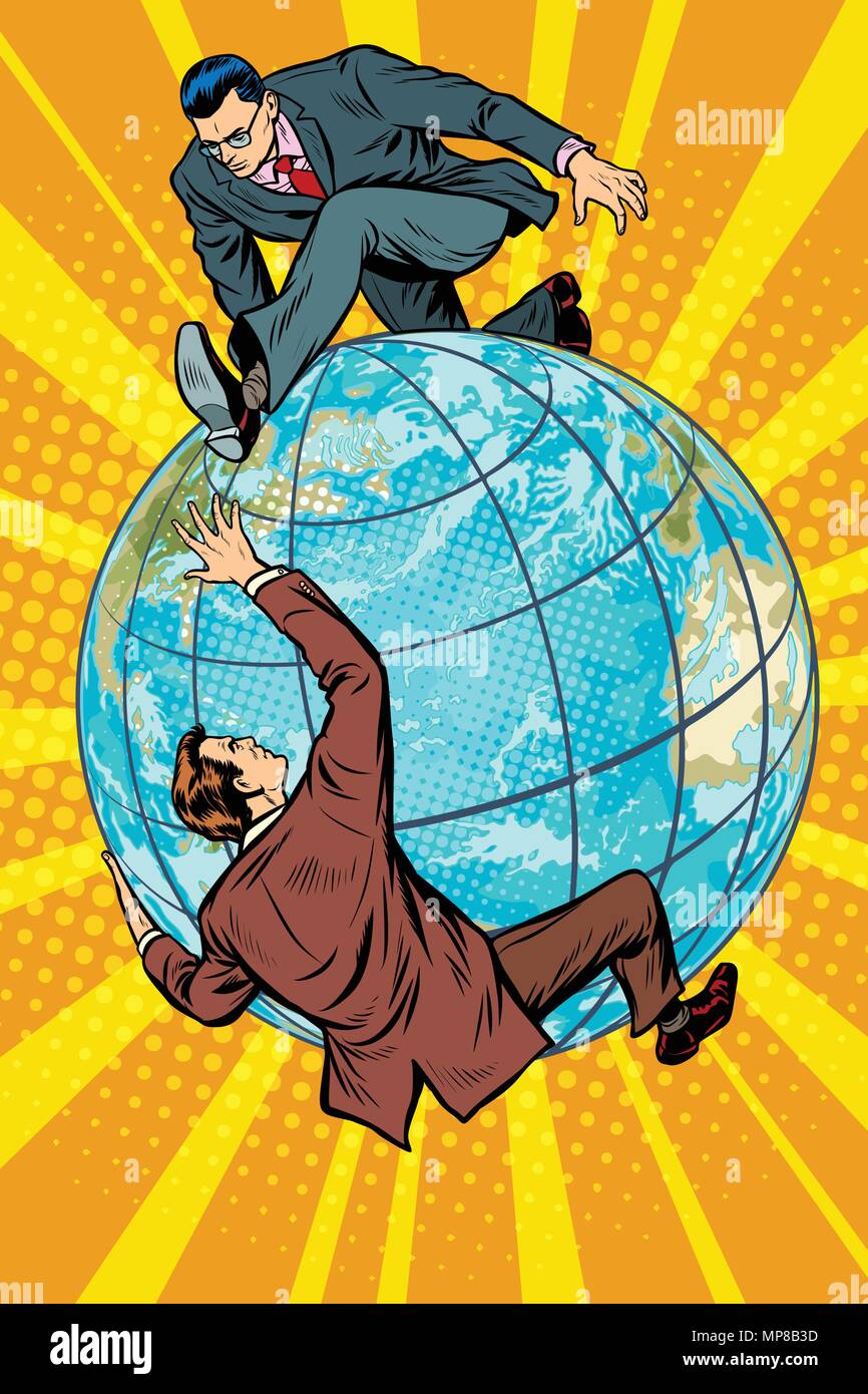 Deux personnes se battre sur la planète Terre Illustration de Vecteur