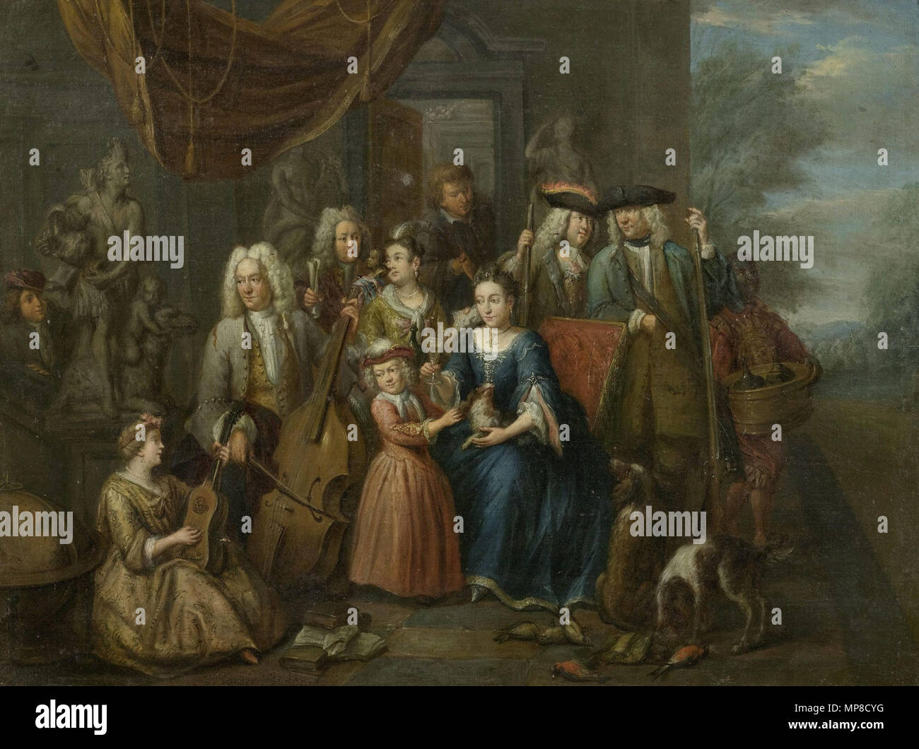 Familiendarstellungen Jagdtrophäen mit und Hard 18e siècle. 725 Johann Georg Platzer (Umkreis) Familiendarstellungen - 02 Banque D'Images