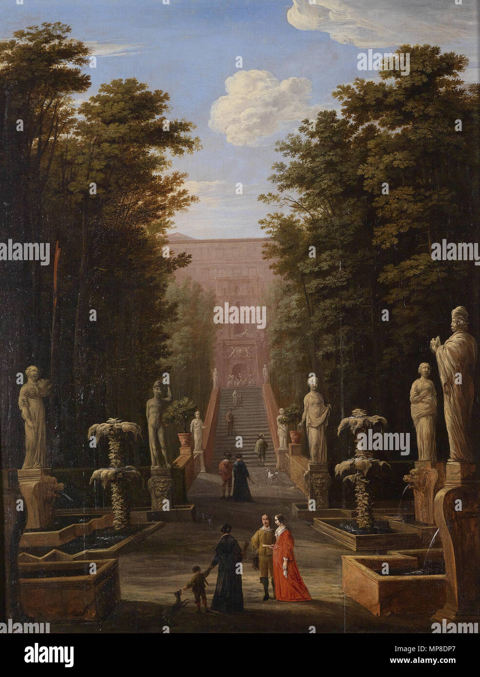 728 Johann Wilhelm Baur Gesellschaft in den Gärten der Villa d'Este Banque D'Images