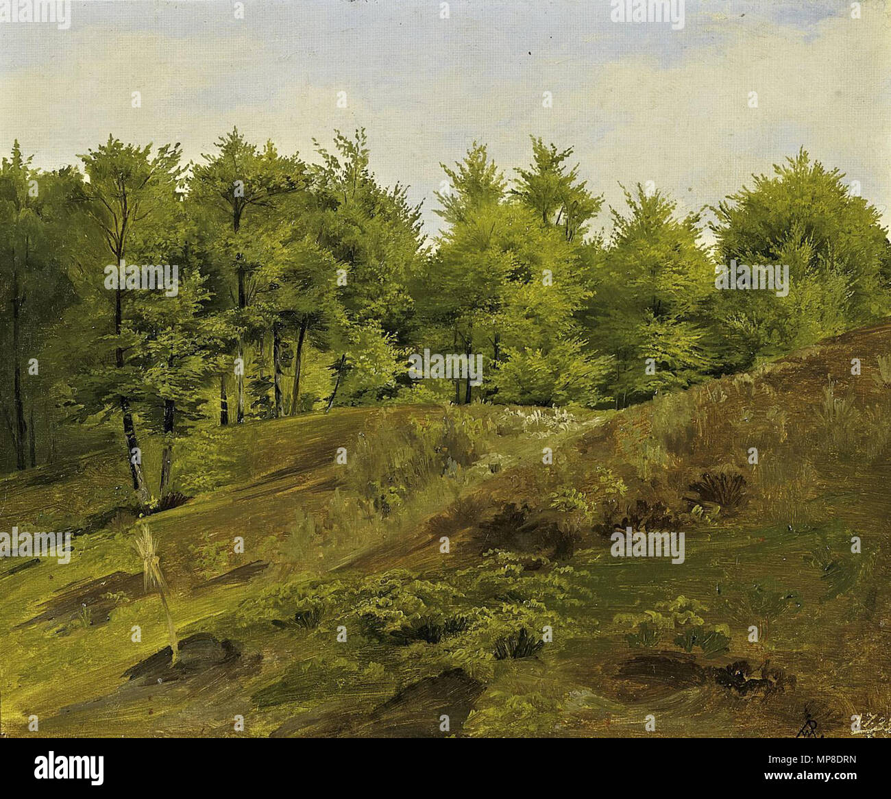 Deutsch : English : Bewaldete Landschaft Paysage 1833. 728 Johann Wilhelm Preyer - Waldlandschaft Banque D'Images