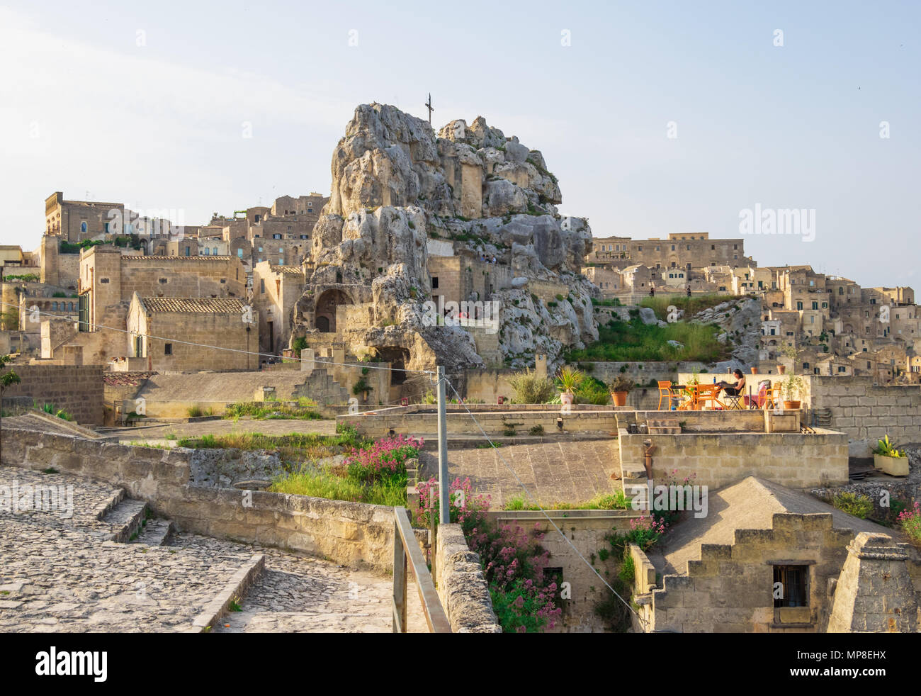 Matera (Basilicate) - Le centre historique de la merveilleuse ville de pierre du sud de l'Italie, une attraction touristique pour le fameux 'Sassi' vieille ville. Banque D'Images