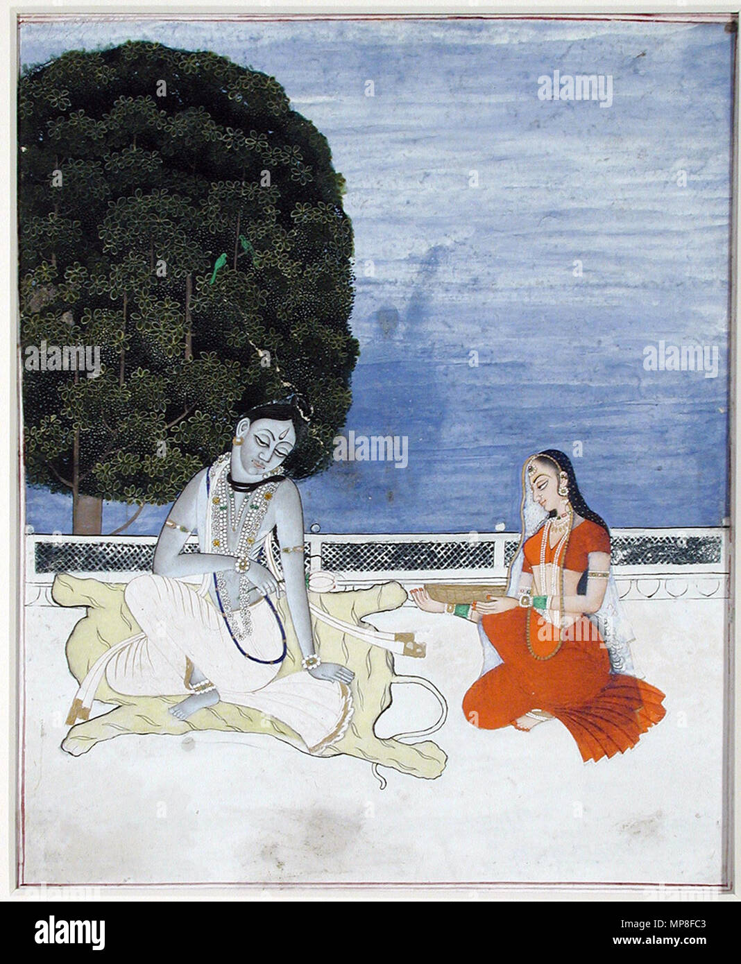 . Anglais : l'artiste : Surdhaj Ramnath Date de création : 1845 Dimensions d'affichage : 10 in. x 7 7/8 in. (25,4 cm x 20 cm) de la ligne de crédit : Edwin Binney 3ème Numéro : 1990.773 Collection :  <a href ='http://www.sdmart.org/art/our-collection/asian-art' rel ='nofollow' >Les San Diego Museum of Art </a > . 27 juillet 2001, 10:01:52. Anglais : thesandiegomuseumofartcollection 1126 Siva assis sur une terrasse et adorées par une femme (6124563559) Banque D'Images