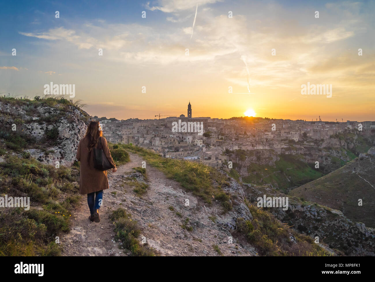 Matera (Basilicate) - Le centre historique de la merveilleuse ville de pierre du sud de l'Italie, une attraction touristique pour le fameux 'Sassi' vieille ville. Banque D'Images