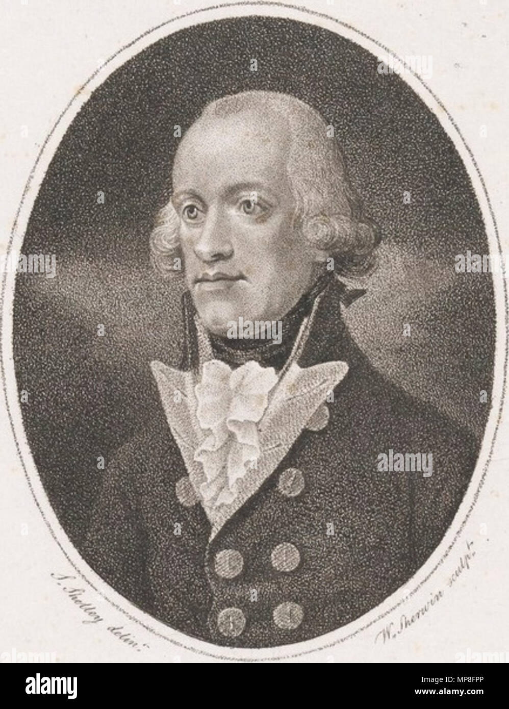 . Anglais : John Watts (1755-1801) Shelley, S. gravée par W. SHERWIN. Londres : Stockdale, 8 décembre, 1789. La gravure, crépi de 230 x 180 mm. (Taille de la plaque gravée) Portrait de John Watts, vétéran de son troisième voyage Cook, qui a navigué avec la première flotte à bord de Lady Penrhyn. Bien que publié par Stockdale et destinés à être inclus dans le Gouverneur Phillip's compte des Nouvelles Galles du Sud, il n'est que rarement observé dans la première édition parce qu'il a été délivré trop tard pour être inclus dans la plupart des copies (Phillip's compte a été officiellement publié le 3 décembre 1789, alors que ce portrait est datée du 8 décembre). 1789. Banque D'Images