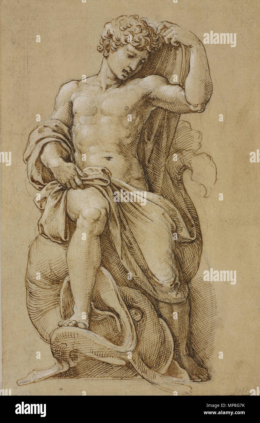 . Anglais : le prophète Jonas, dessin dans la Collection Royale (ch. 1520-23). Une version de Raphael's design pour la statue de la chapelle Chigi, Santa Maria del Popolo, qui a été exécuté par Lorenzetto. 29 janvier 2017. 16e siècle anonyme l'artiste italien 737 Jonas dimensions windsor Banque D'Images