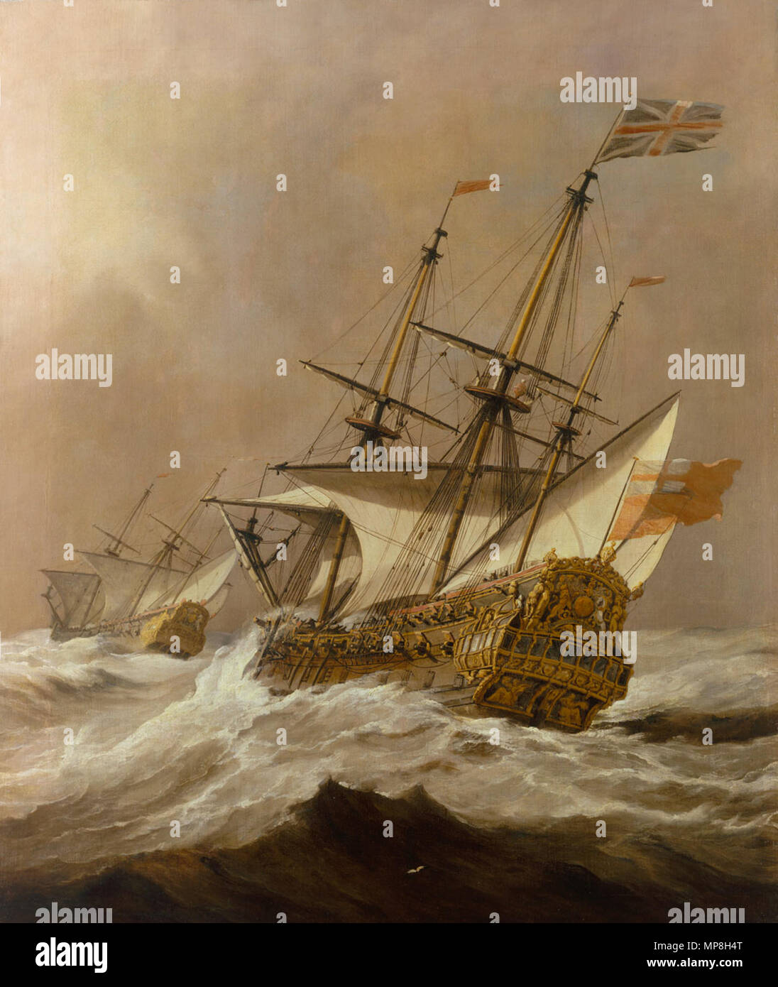 La "résolution" d'une gale . illustrant la deuxième résolution HMS . circa 1678. 1227 Van de Velde, la résolution dans une gale Banque D'Images