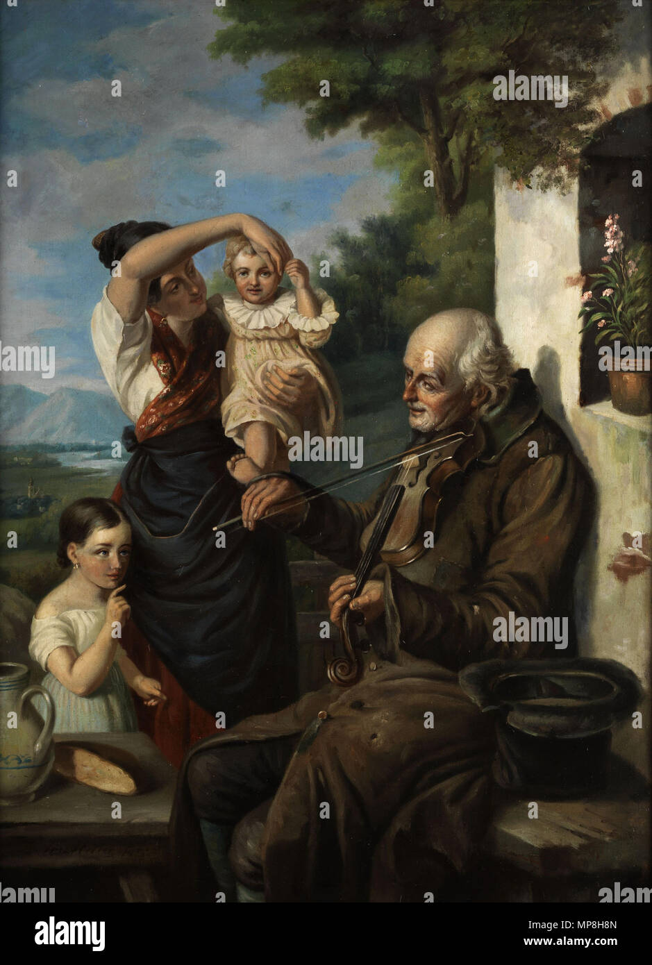 . L'allemand : Bettelmusikant. par 1891. Joseph Haier (1816-1891) 741 Joseph Haier Modifier Bettelmusikant Banque D'Images