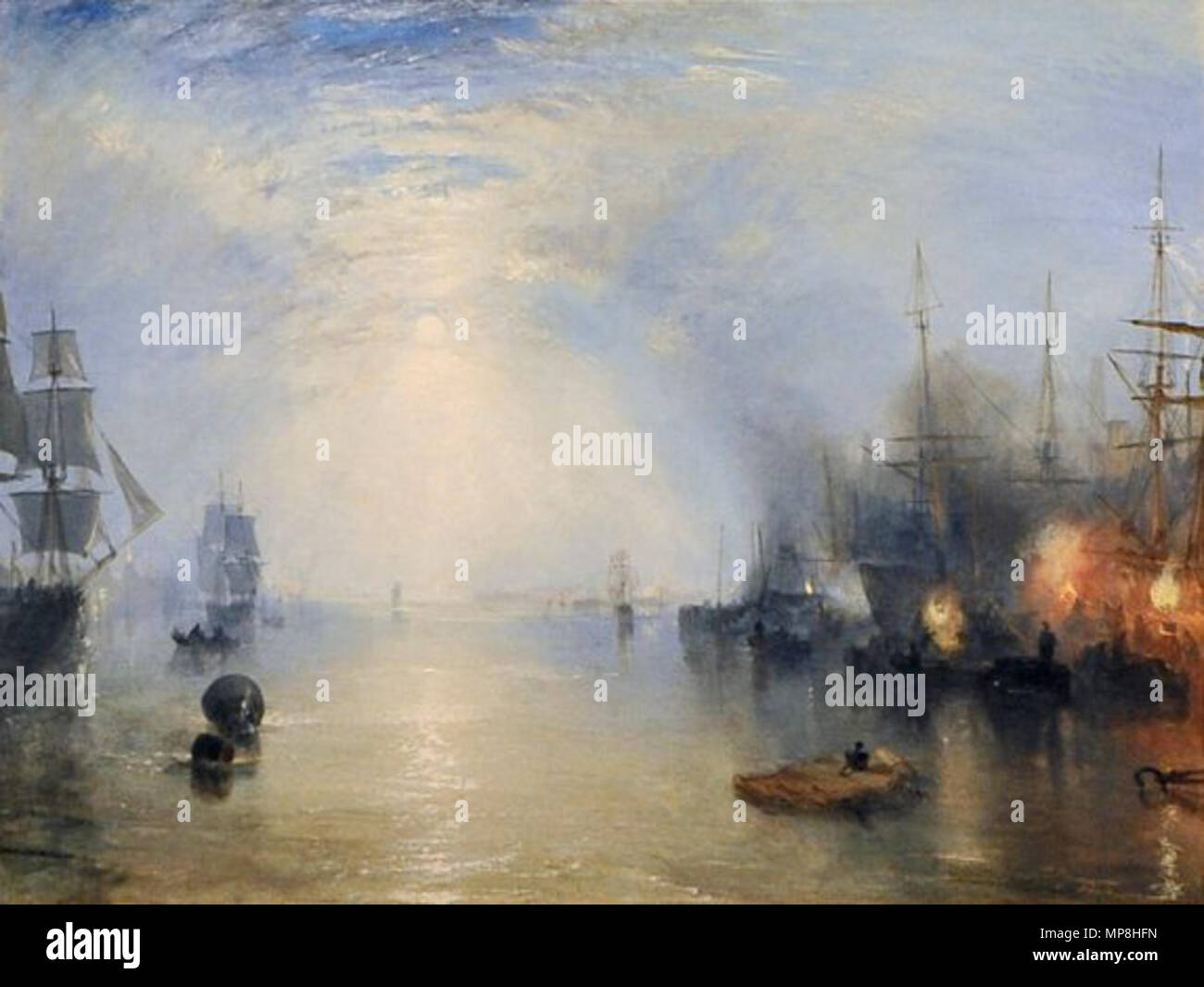 Keelmen dans les charbons d'attrape par Moonlight. détail . 1835. 742 Joseph Mallord William Turner, 'Keelmen dans les charbons d'attrape par nuit', 1835 Banque D'Images