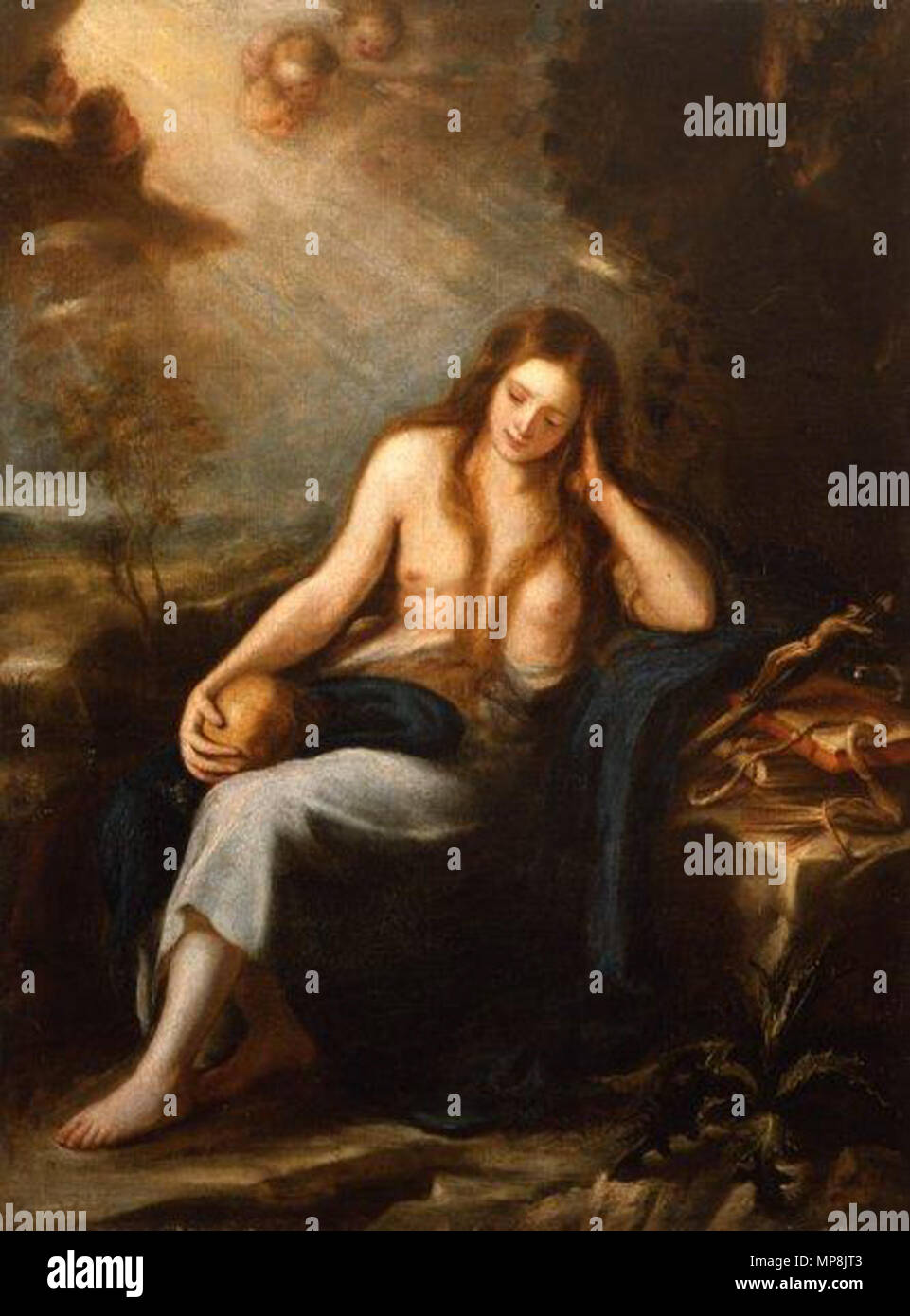 Magdalena penitente. Español : El lienzo représenta une Maria Magdalena,  una de las más cercanas seguidoras de Jesucristo, haciendo penitencia por  sus pecados. . 17e siècle. 747 Juan Carreno de Miranda 030 Photo Stock -  Alamy