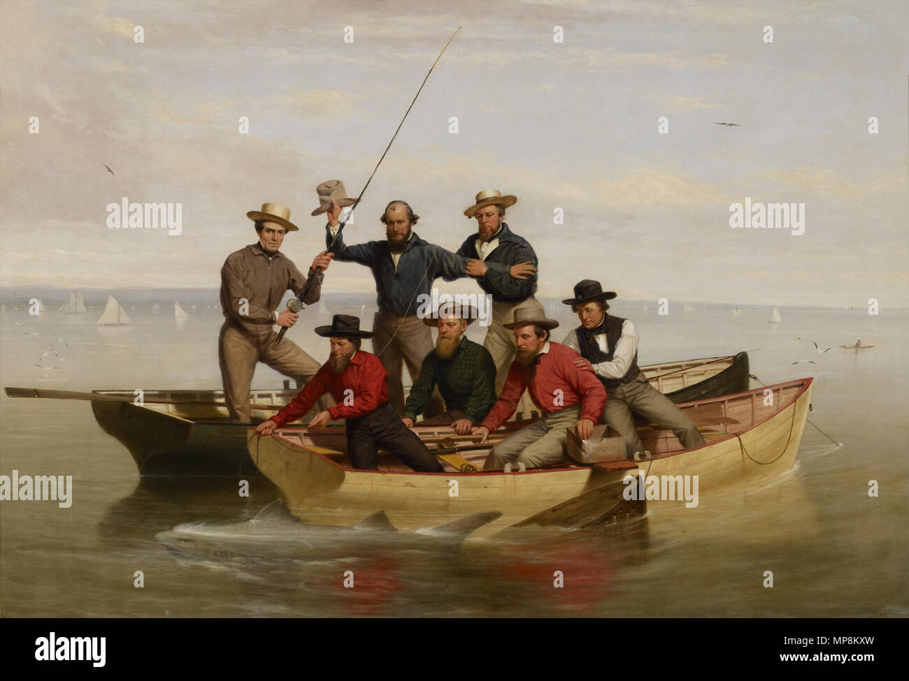 Anglais : une partie de pêche au large de Long Island en 1860. 752 Junius Brutus Stearns - une partie de pêche au large de Long Island Banque D'Images