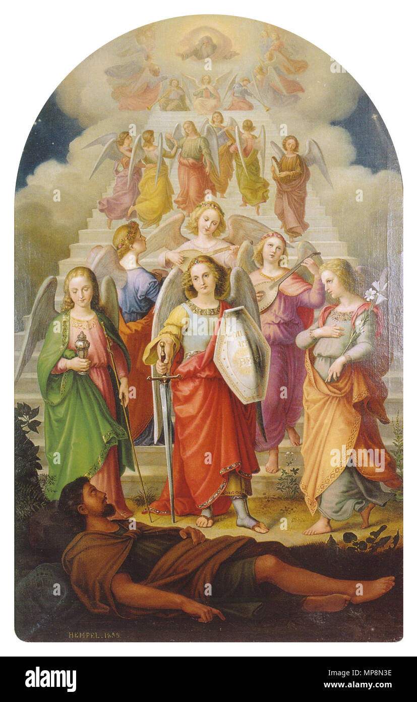 . Allemand : Jakobs Traum von der Himmelsleiter . 1855. Josef von Hempel (1800-1871) Noms alternatifs Joseph von Hempel, Josef Sebastian von Description Hempel, peintre de la date de naissance/Décès 9 Février 1800 2 septembre 1871 Lieu de naissance/décès Tokod Vienne (Hongrie) contrôle d'autorité : Q1706151 : VIAF 32755126 ISNI : 0000 0000 4879 4920 RCAC : c2003013157 GND : 11669906X WorldCat 740 Josef von Hempel - Jakobs Traum von der Himmelsleiter Banque D'Images