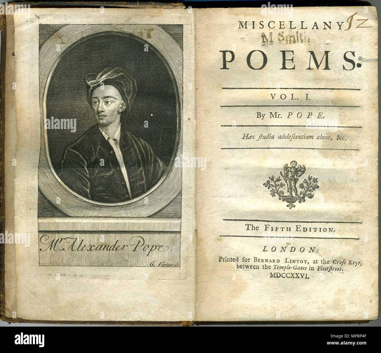 . Le pape's Miscellany, page de titre et frontispice Vertue G . 1726, scanner et télécharger 2 mai 2007. Editeur Bernard Lintot Londres 1726, Scanner et uploader Steven J Plunkett 1013 Pape 1726 Banque D'Images