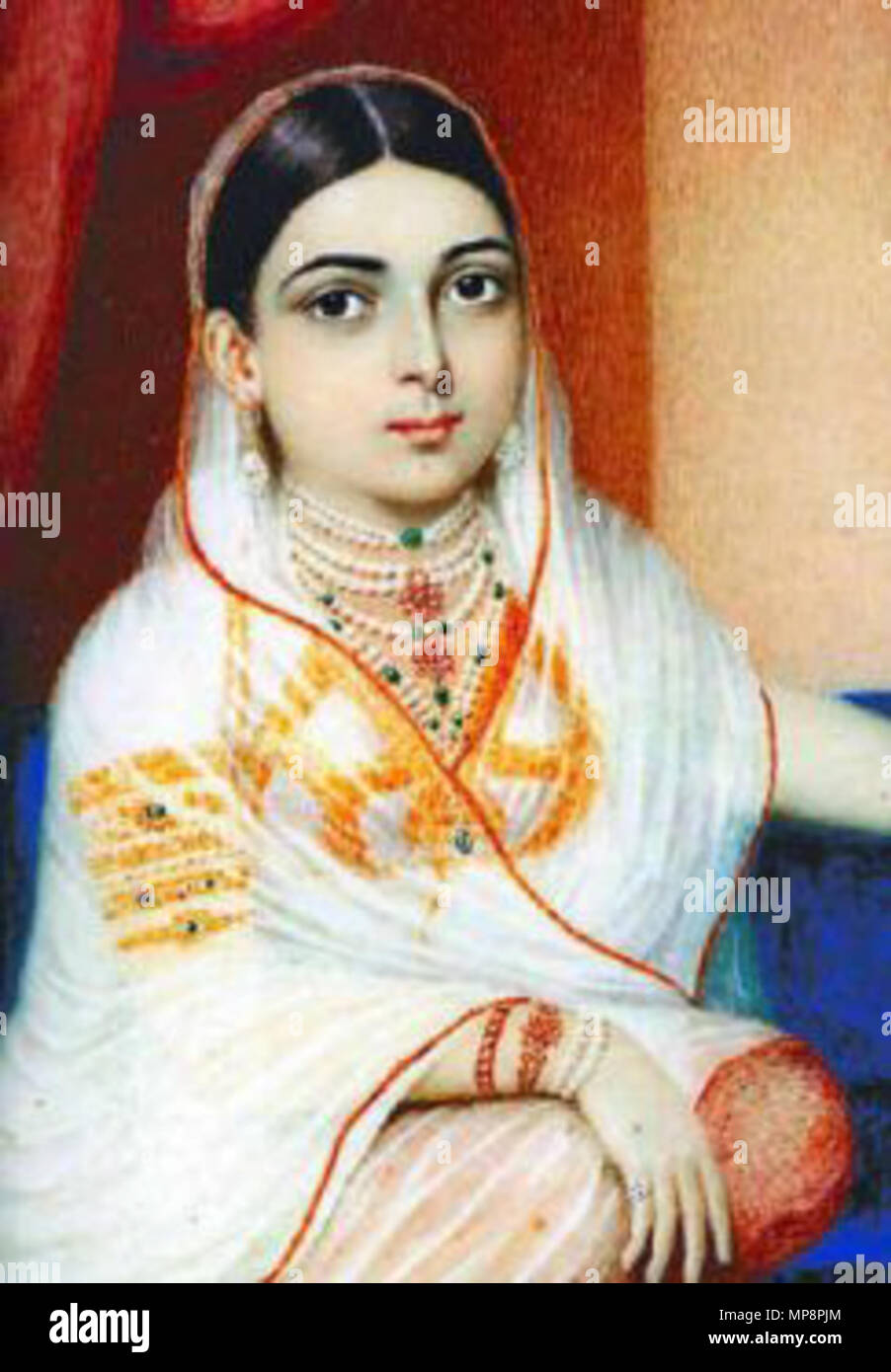 . Une peinture à l'huile de Khair-un-Nissa, une femme noble et épouse Hyderabadi Sayyida Achille de James Kirkpatrick (1764-1819), Lieutenant-colonel dans la British East India Company et c'est dans l'État princier de Hyderabad de 1798 à 1805. 1805. George Chinnery (1774-1852) Noms alternatifs ; Qiannali. geo chinnery ; Chinnery ; geo chinnery peintre anglais Description Date de naissance/Décès 5 Janvier 1774 30 mai 1852 Lieu de naissance/décès Macao Londres Londres lieu de travail (ch. 1789-1796), Bristol (1796-1797), Dublin (1797-1802), Chennai (1802-1807), Kolkata (1807-1825), Guangzhou, Banque D'Images