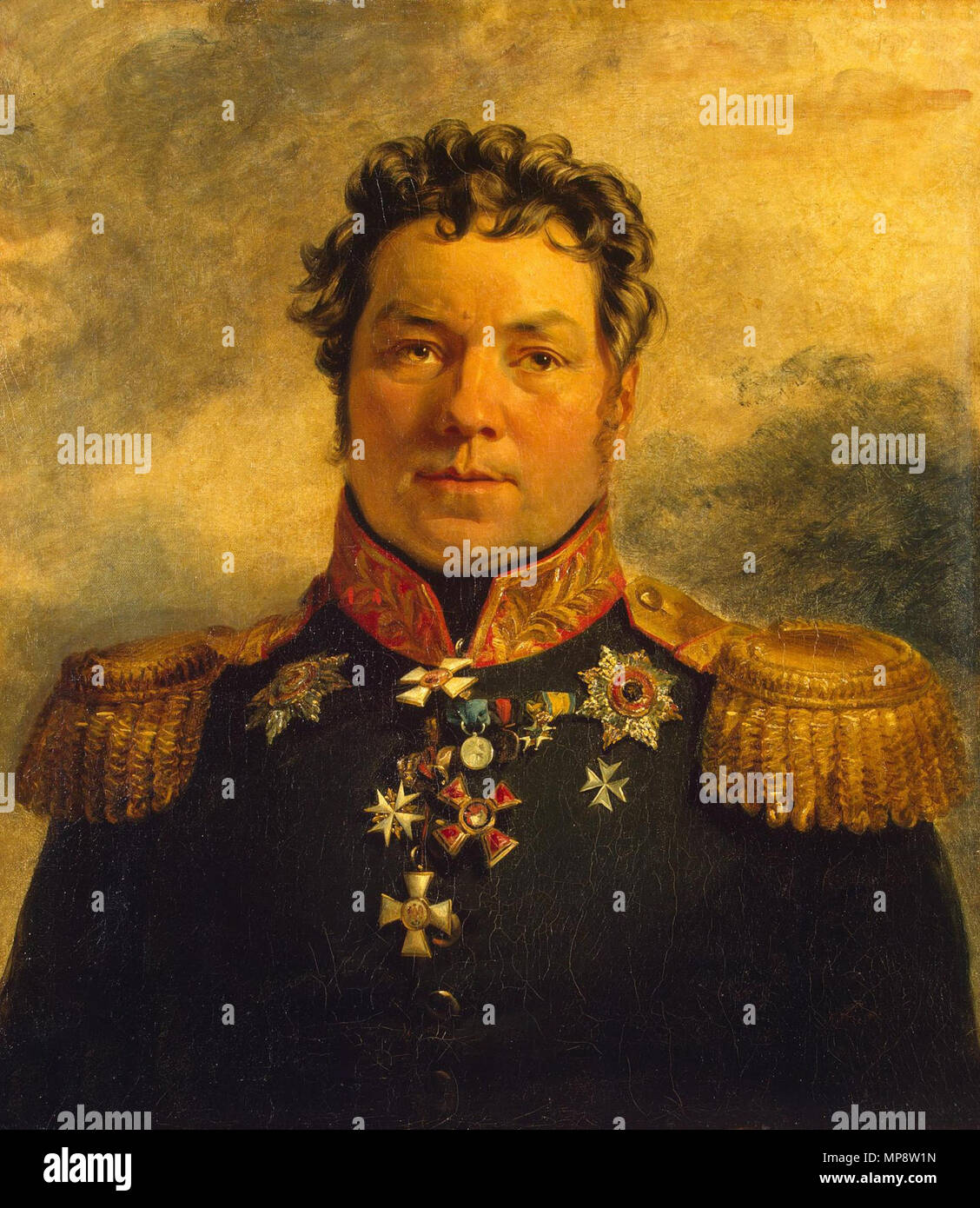 . Piotr Iakovlevitch Kornilov (1770 - 10.07.1828) général russe . Atelier de George Dawe (1781-1829) Noms alternatifs G. Daoe ; D. MJ, Dawe ; [Dawe] Description portraitiste Anglais Date de naissance/Décès 8 Février 1781 15 octobre 1829 Lieu de naissance/décès St James's, Kentish Town Westminster lieu de travail Saint Petersburg (1818 - 1828) le contrôle d'autorité : Q1507231 : VIAF 22413721 ISNI : 0000 0000 6660 9928 ULAN : 500021368 RCAC : n83227323 : WGA DAWE, George WorldCat Palais d'hiver Galerie de guerre 774 Kornilov Piotr Iakovlevitch Banque D'Images