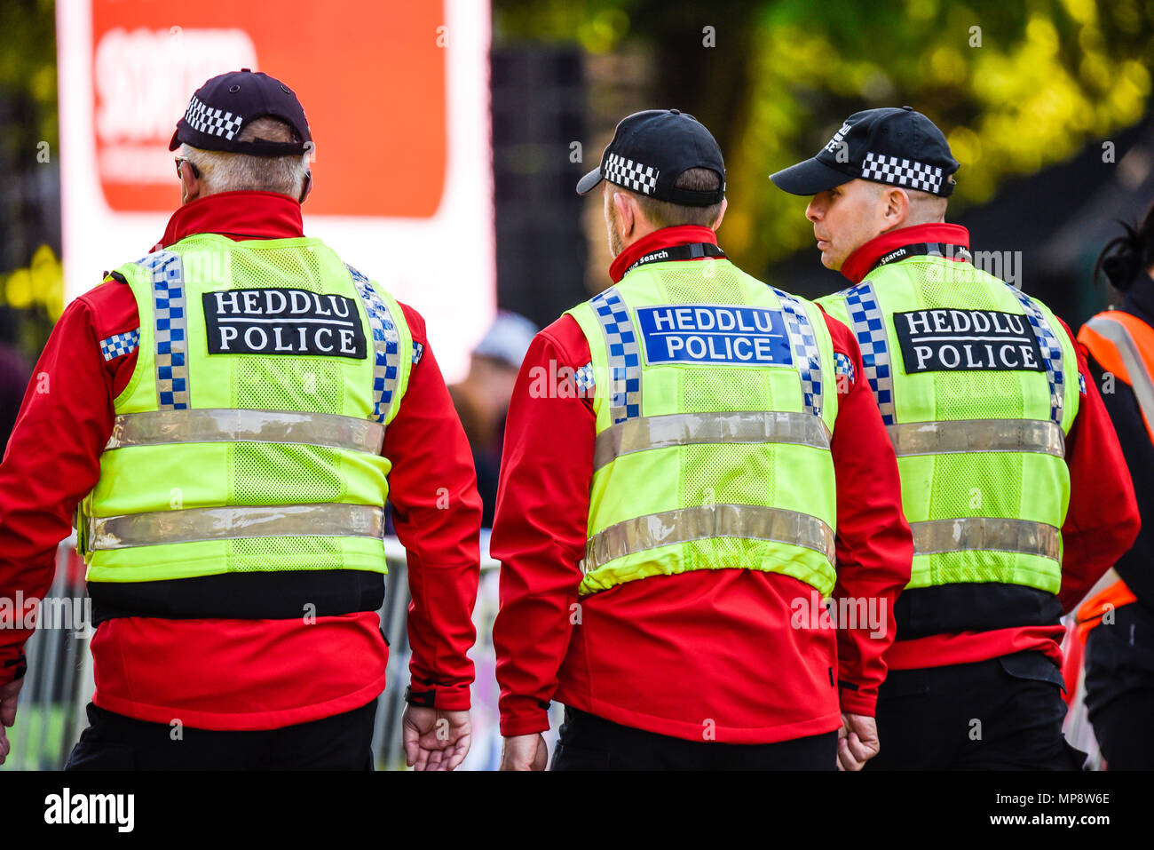 Mariage royal. La police est venue d'une zone plus large pour la sécurité pendant le mariage de Meghan Markle et Prince Harry. Heddlu, police galloise. Gardien de la paix Banque D'Images