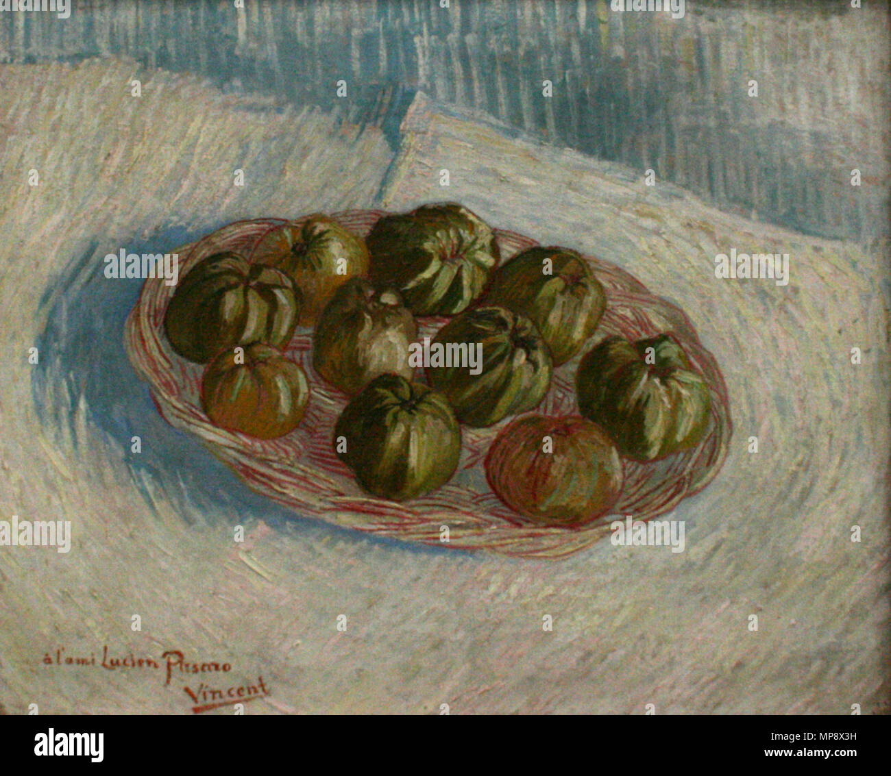 . Van Gogh - Panier de pommes.jpg . Septembre-octobre 1887. Vincent van Gogh (1853-1890) Noms alternatifs Vincent Willem van Gogh, peintre néerlandais Description tiroir et graveuse Date de naissance/décès 30 mars 1853 - 29 juillet 1890 Lieu de naissance/décès Zundert Auvers-sur-Oise entre période de travail vers 1880 et vers juillet 1890 lieu de travail Pays-bas (Etten, La Haye, Nuenen, …, avant 1886), Paris (à partir de 1886 jusqu'en 1887), Arles (de 1888 à 1889), Aix-en-Provence (de 1889 à 1890), Auvers-sur-Oise (1890) contrôle d'autorité : Q5582 : 9854560 VIAF ISNI : 000000012 Banque D'Images