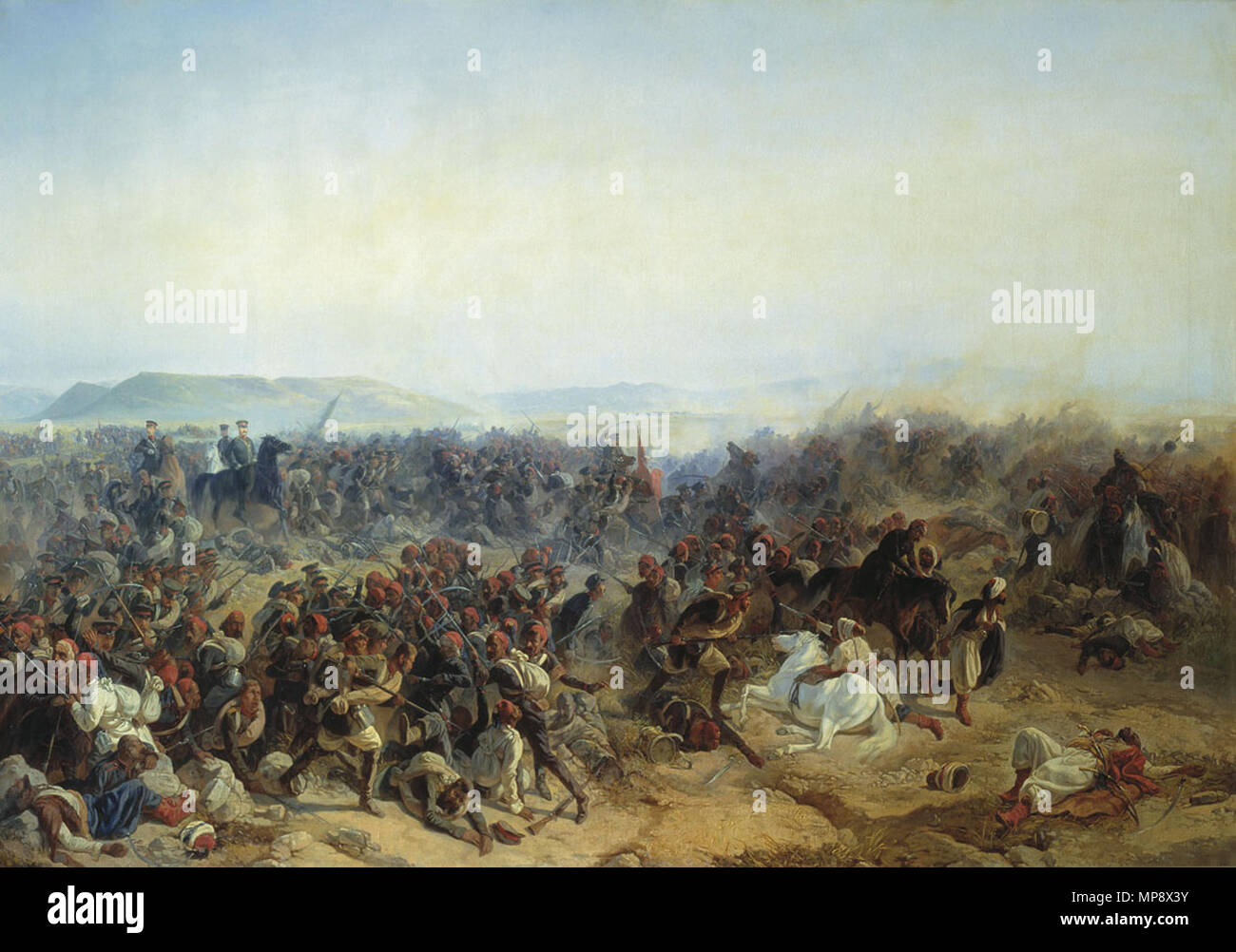 Anglais : Bataille d'Kuryuk-Dara dans le voisinage de la forteresse de Kars le 24 juillet 1854 : Сражение селении Русский при Кюрюк Дара крепости-Карс окрестностях в 24 июля 1854 года . Anglais : Guerre de Crimée (1854-1856), caucasien théâtre d'opérations militaires Русский : Крымская война (1854-1856), военных действий Кавказский театр . 1854. 779 Kuruk-Dara1 Banque D'Images