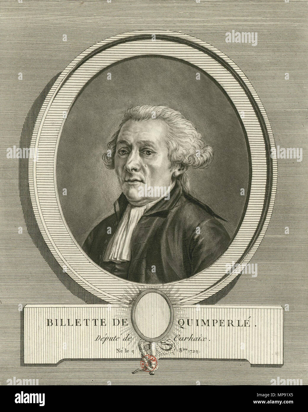 . English : Vincent Samuel Billette de Villeroche, député du tiers-état, sénéchaussée de Carhaix, aux États généraux et à l'Assemblée constituante . 1789. 799 Le Vachez Collection - Vincent Samuel Billette de Villeroche (1729-1812) Banque D'Images