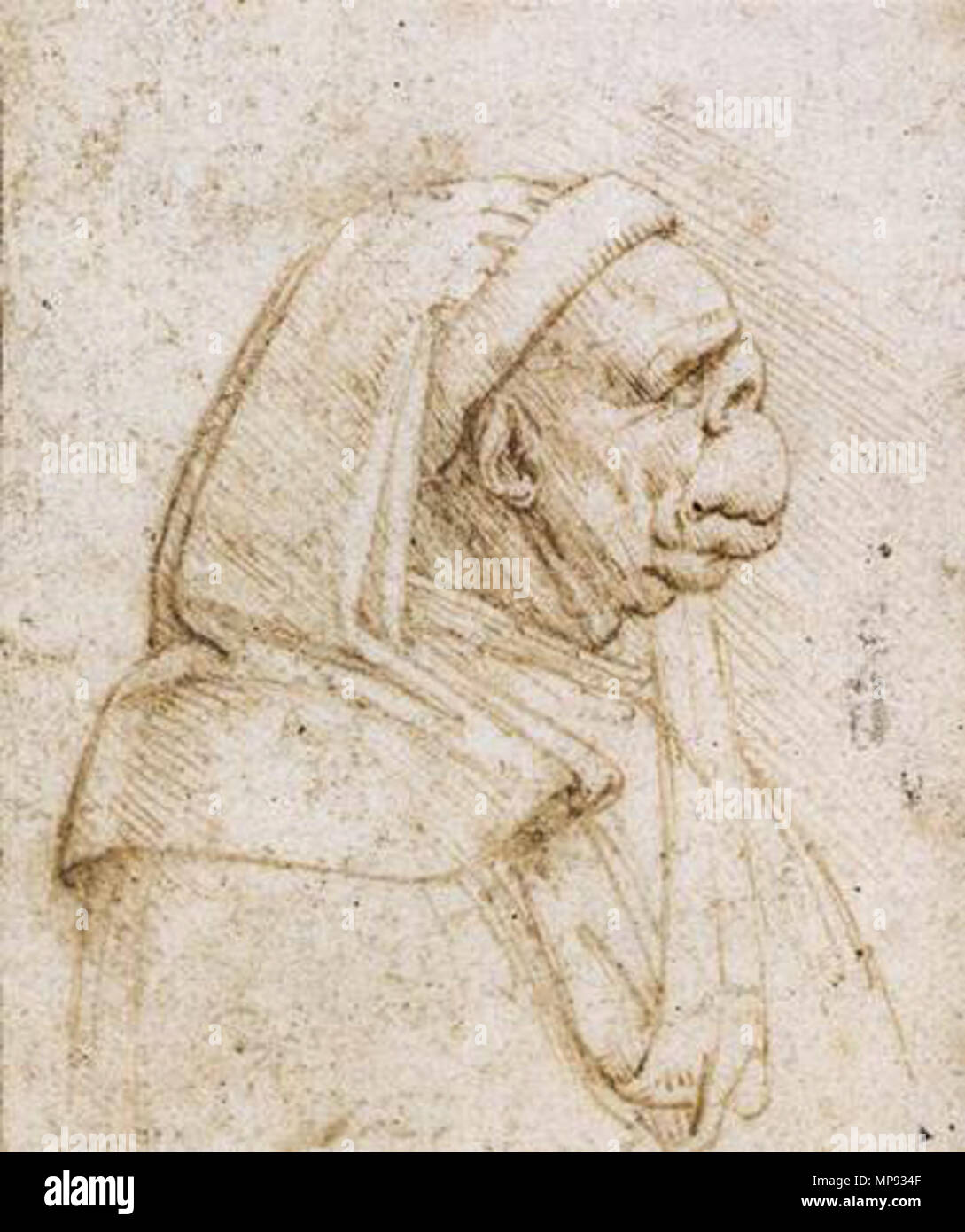 Anglais : Caricature entre 1495 et 1506. 803 Leonardo da Vinci, Caricatura 01 Banque D'Images