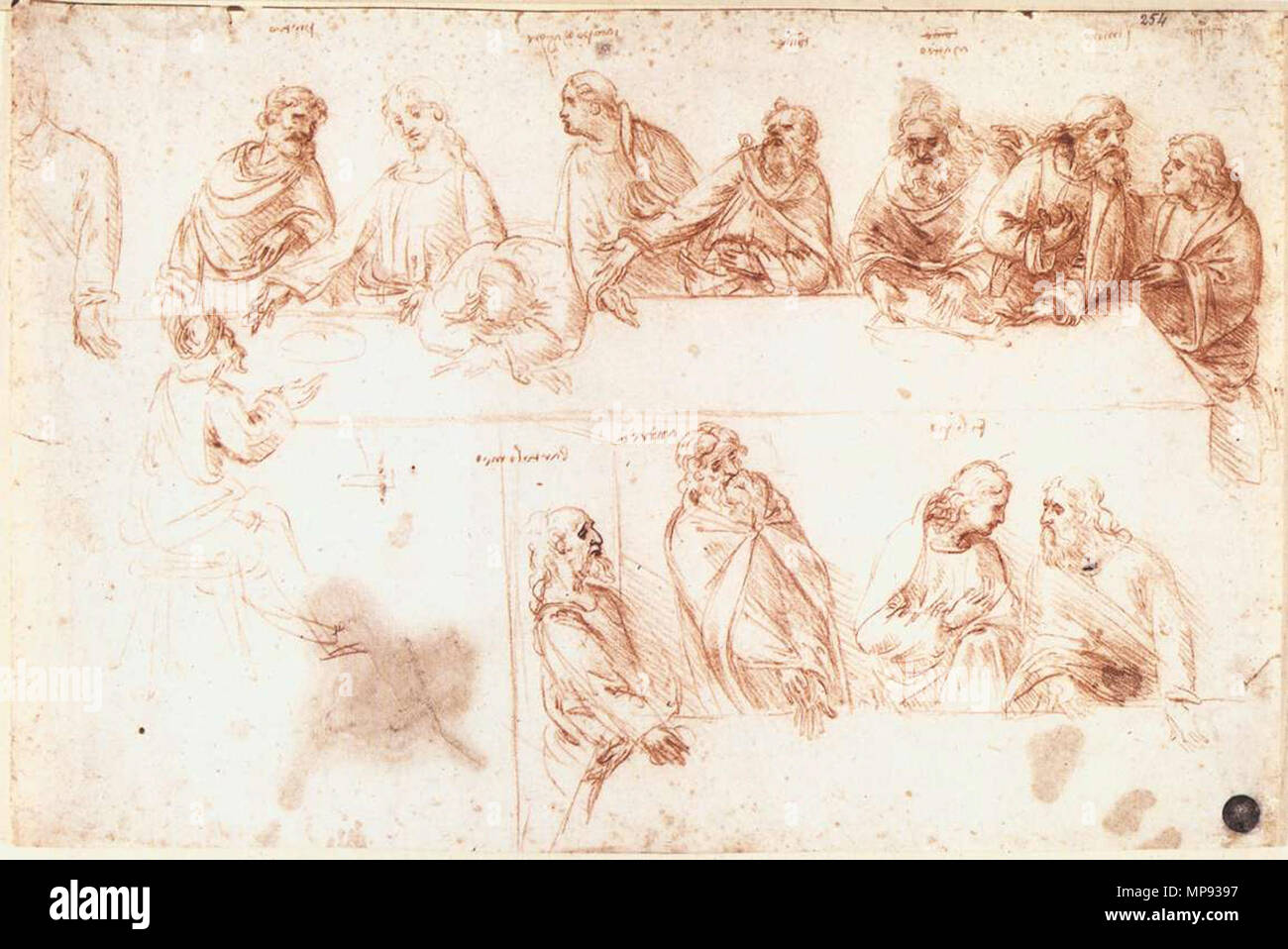 Pour le dernier repas de l'étude entre 1494 et 1495. Leonardo da Vinci 804, étude pour la Dernière Cène Banque D'Images