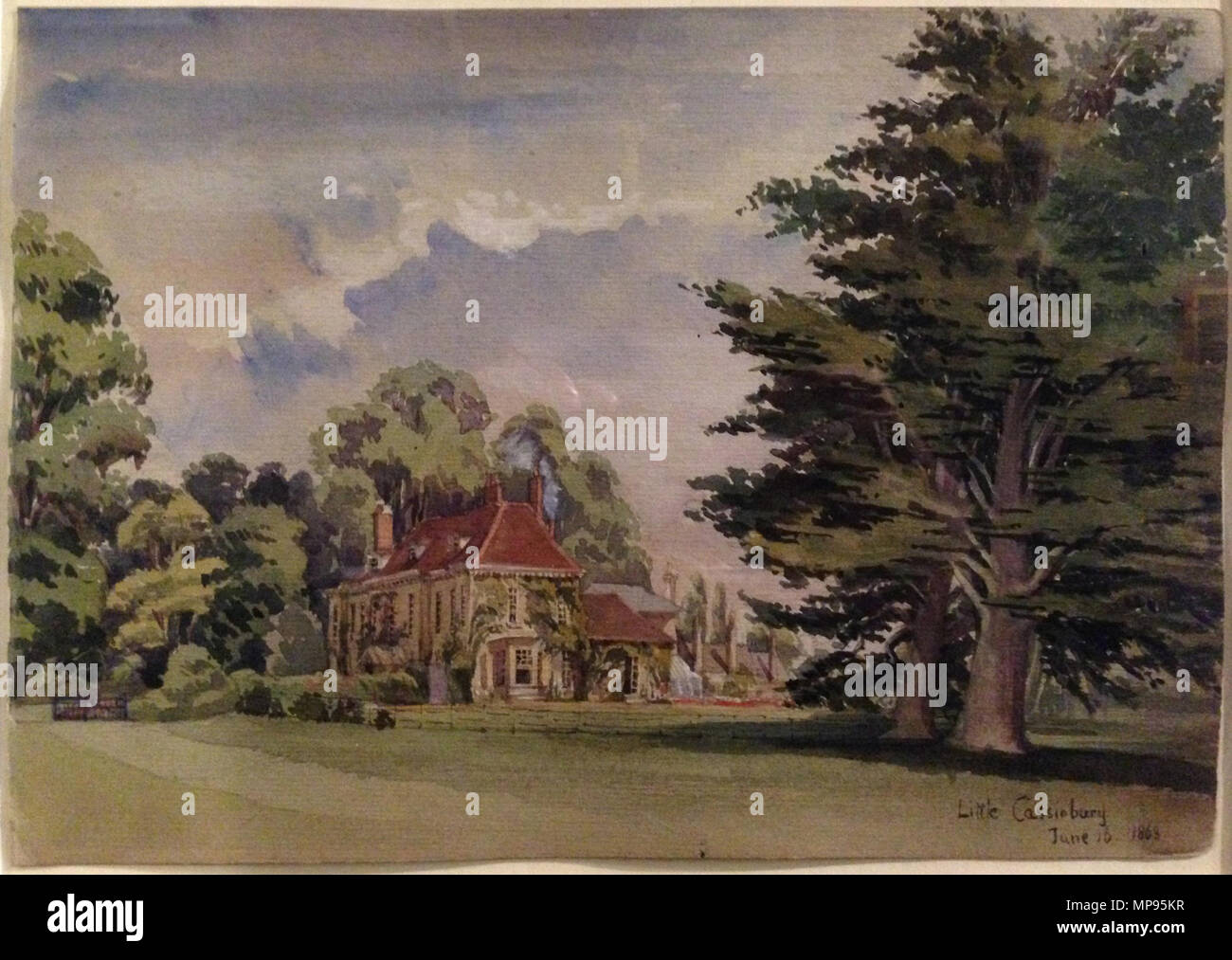 . Anglais : Peinture par Caroline Vernon de peu Cassiobury, l'ancien petit manoir du Cassiobury Estate, Watford, Royaume-Uni . 1863. Cnbrb 814 Peu Cassiobury par Caroline Vernon Banque D'Images